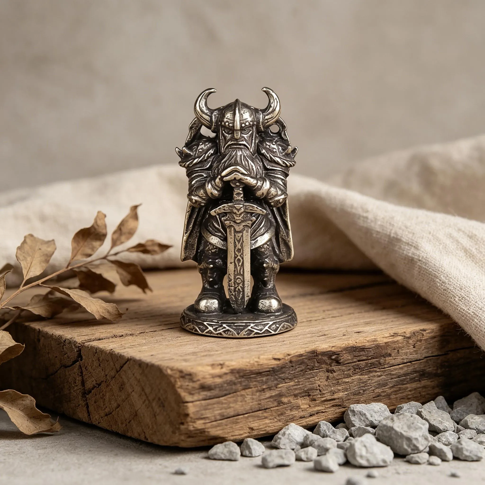 Handmade Mini Bronze Viking Statue — Copper figurine image 3