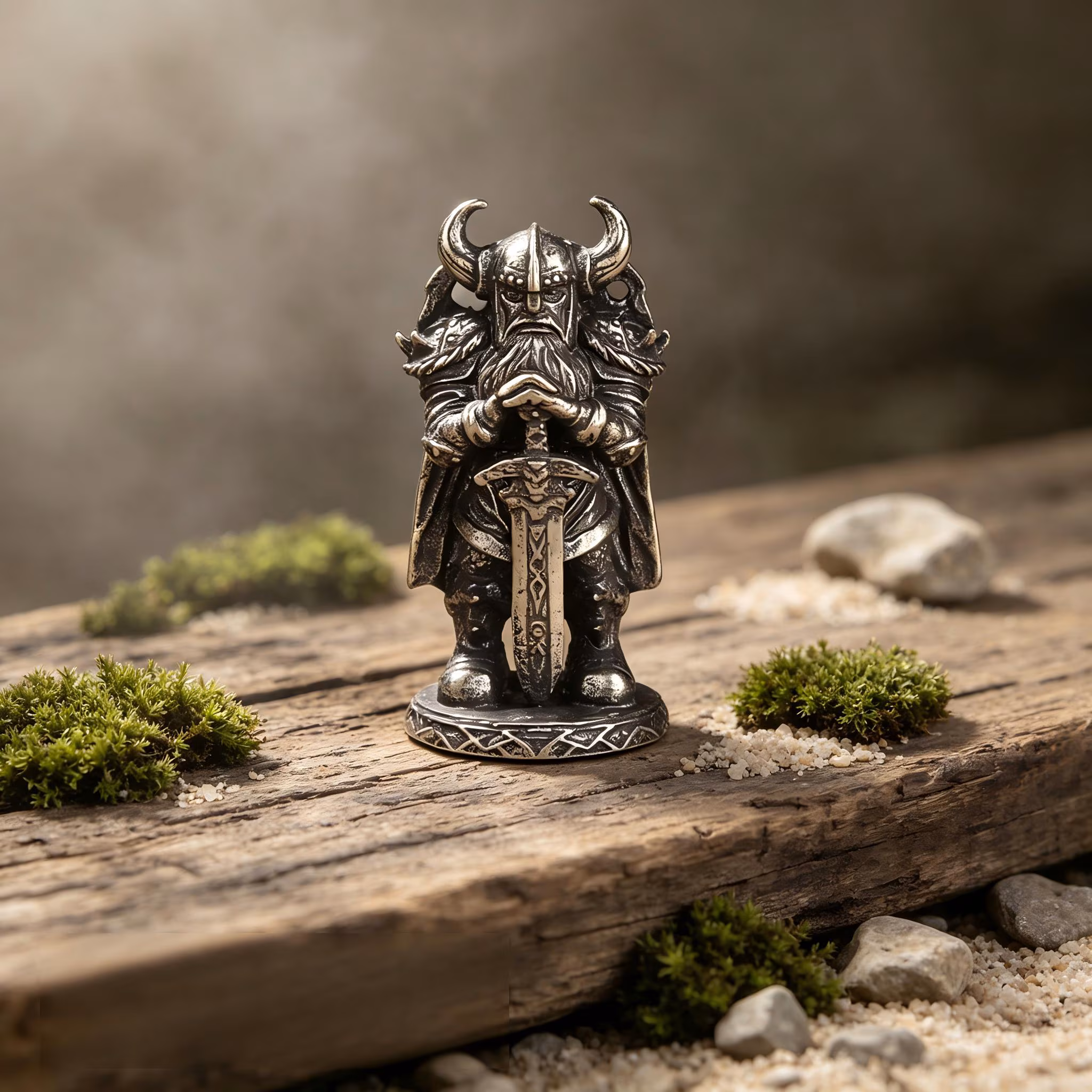 Handmade Mini Bronze Viking Statue — Copper figurine image 5