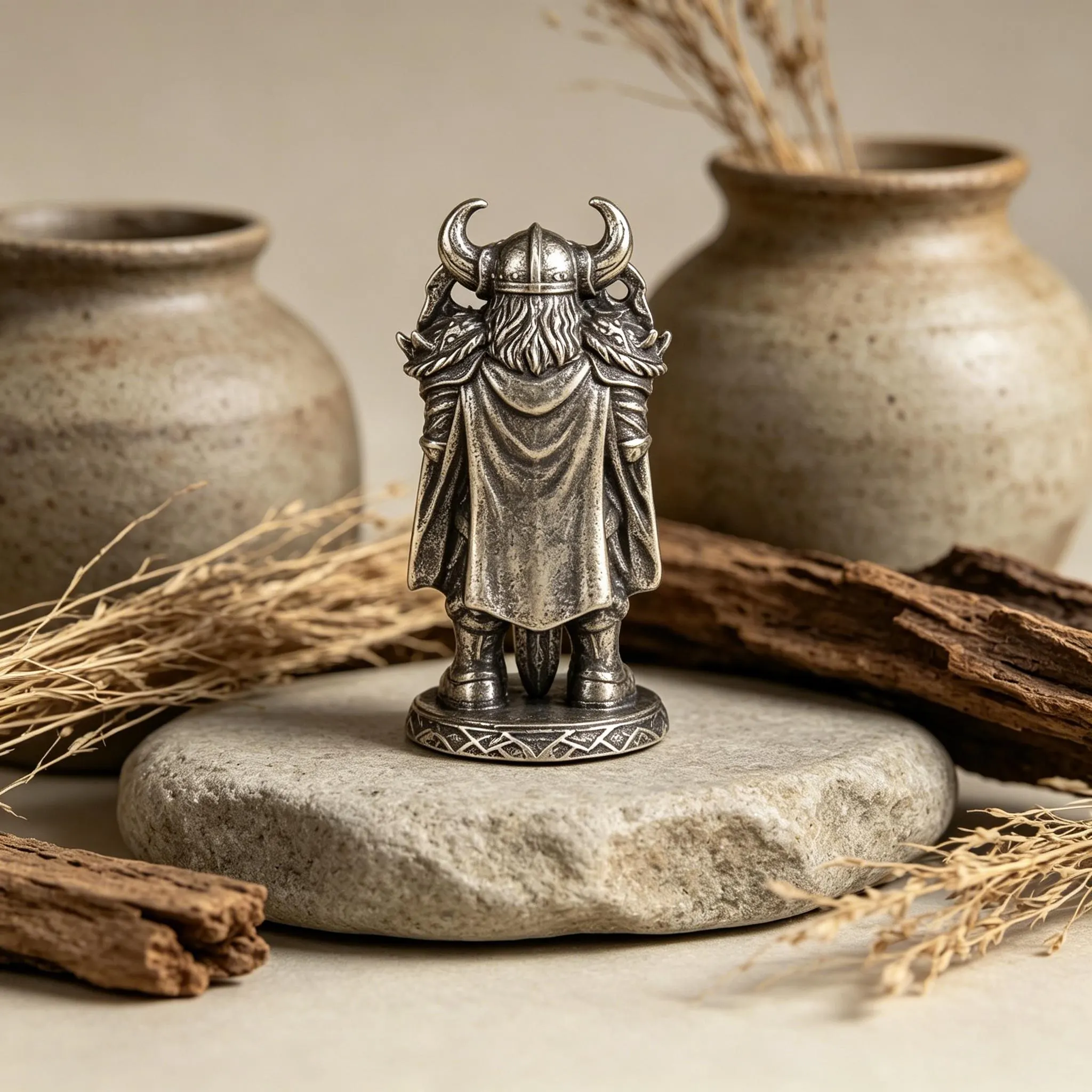 Handmade Mini Bronze Viking Statue — Copper figurine image 9