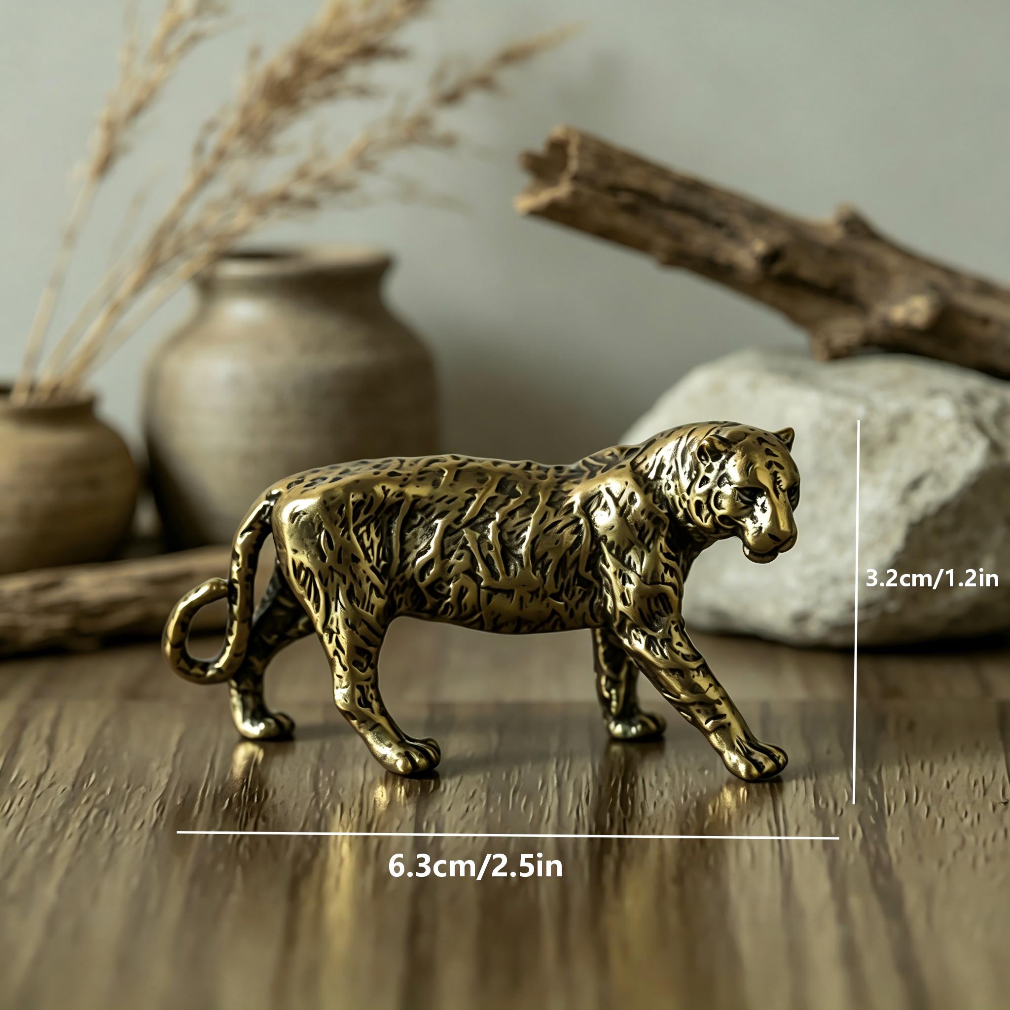 Handmade Mini Bronze Leopard Statue — Copper figurine image 2