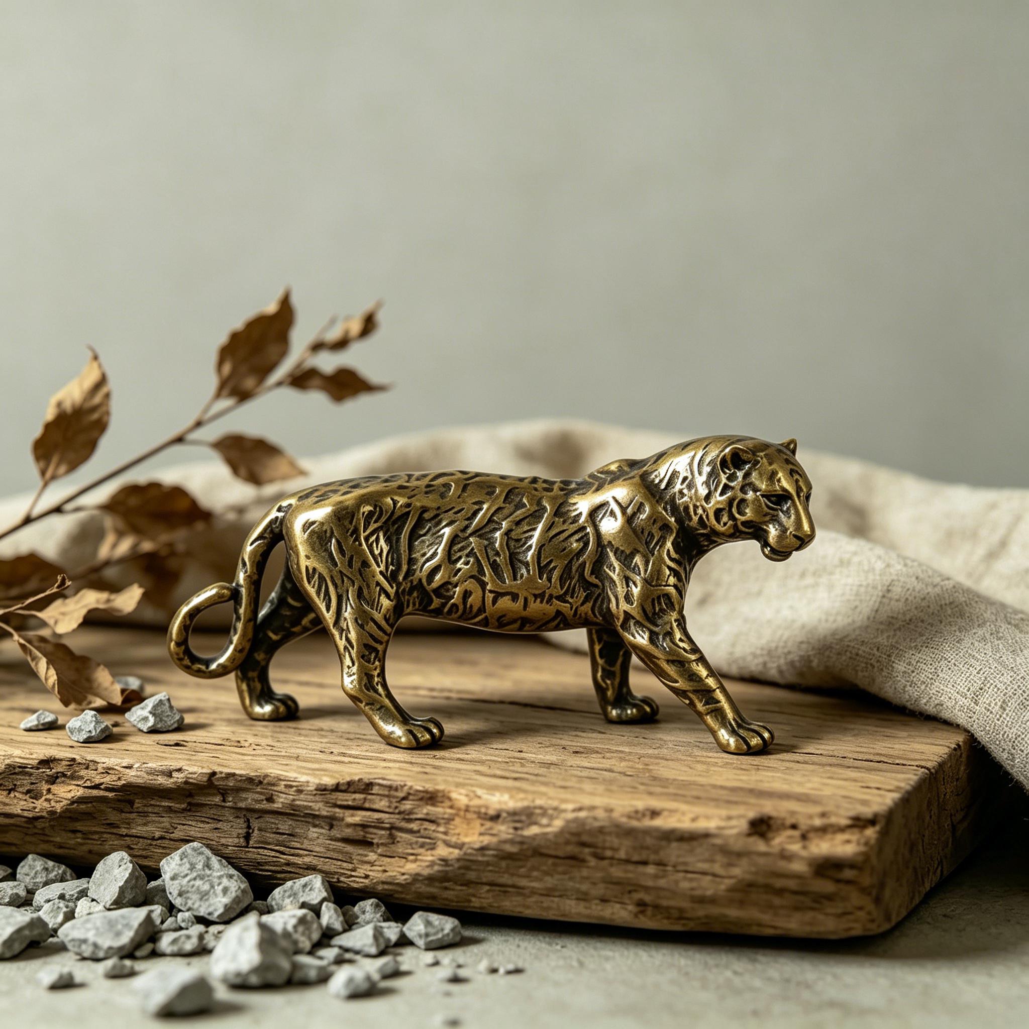 Handmade Mini Bronze Leopard Statue — Copper figurine image 4
