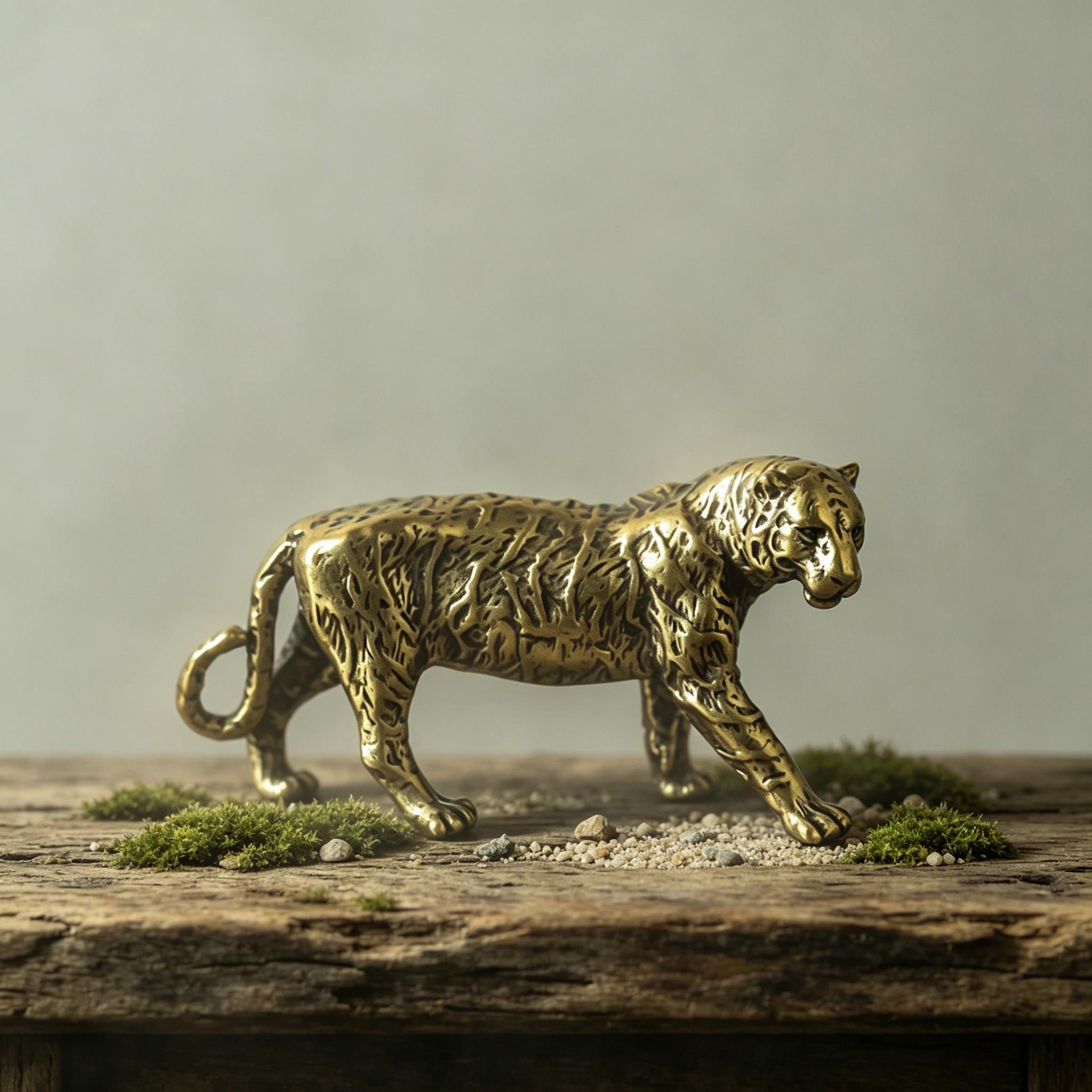 Handmade Mini Bronze Leopard Statue — Copper figurine image 5