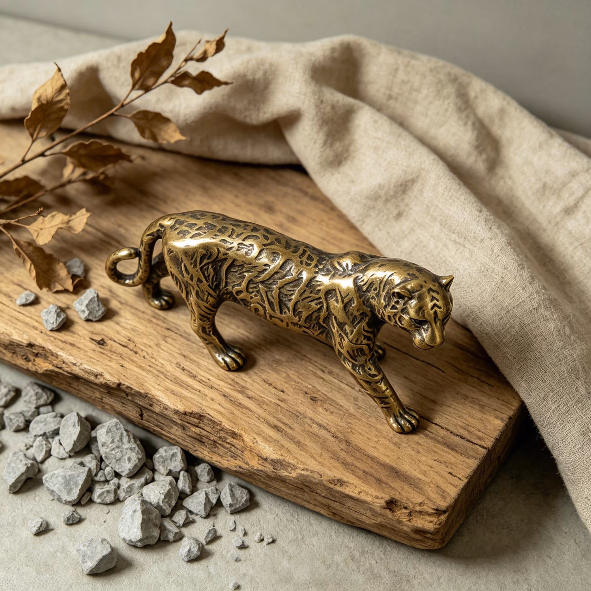 Handmade Mini Bronze Leopard Statue — Copper figurine image 7