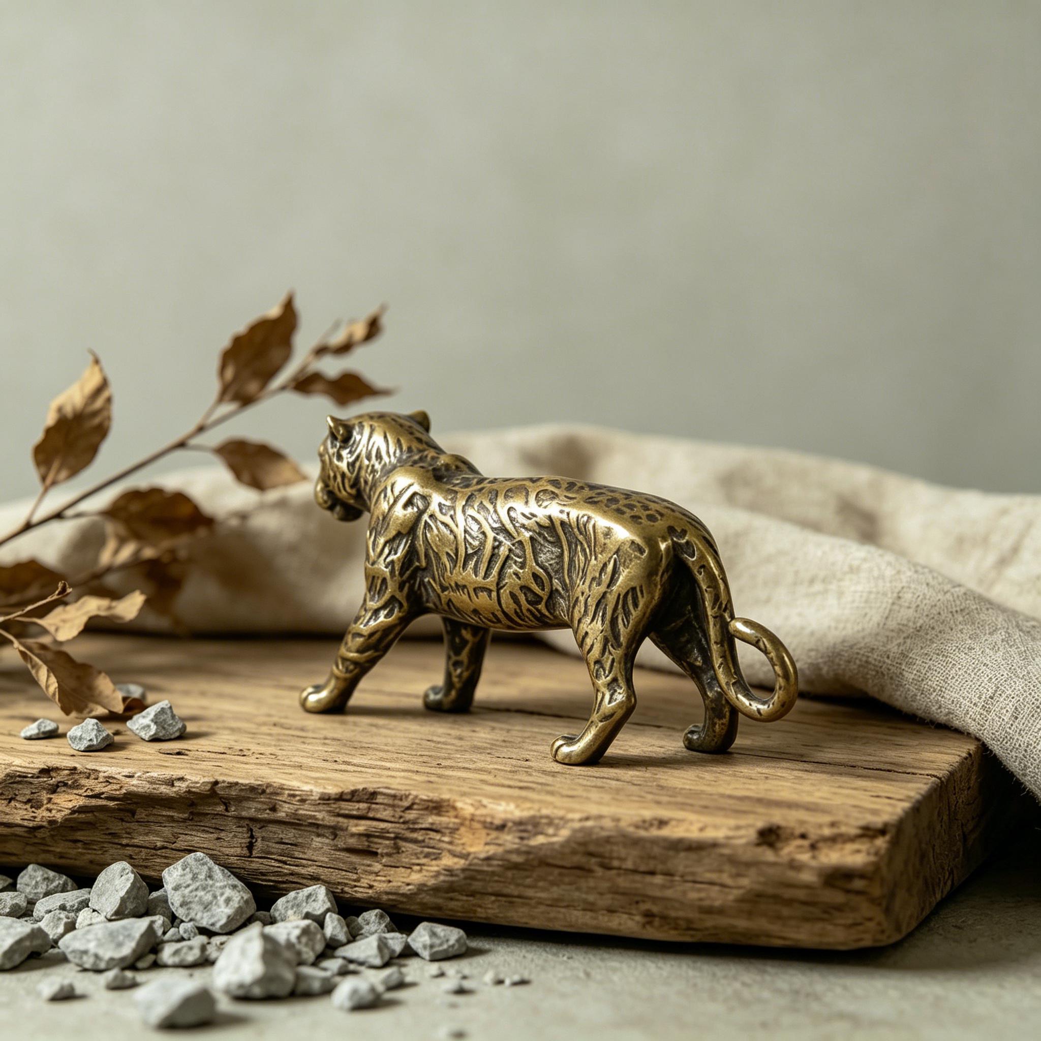 Handmade Mini Bronze Leopard Statue — Copper figurine image 8