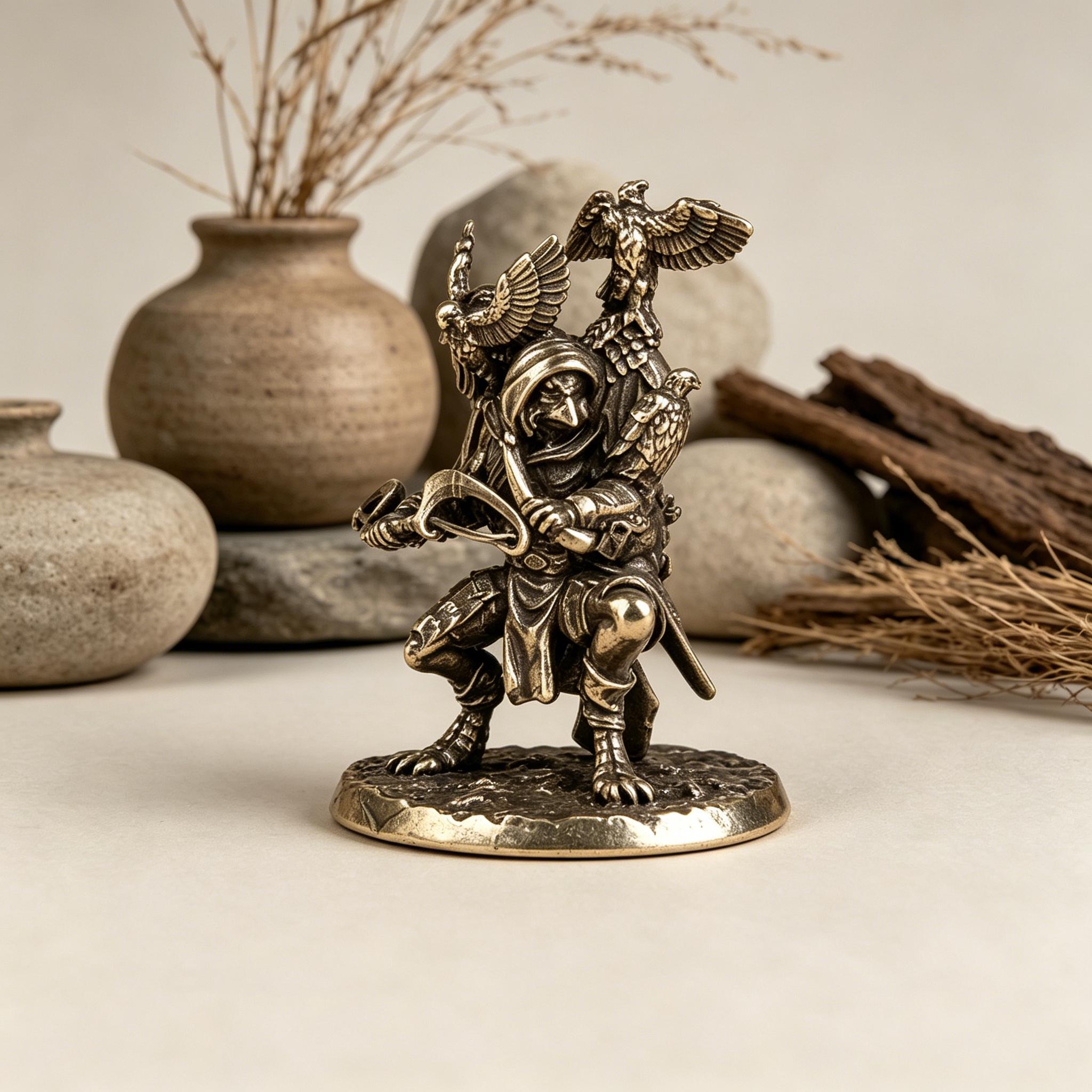Handmade Mini Bronze Eagle Statue — Copper figurine image 6