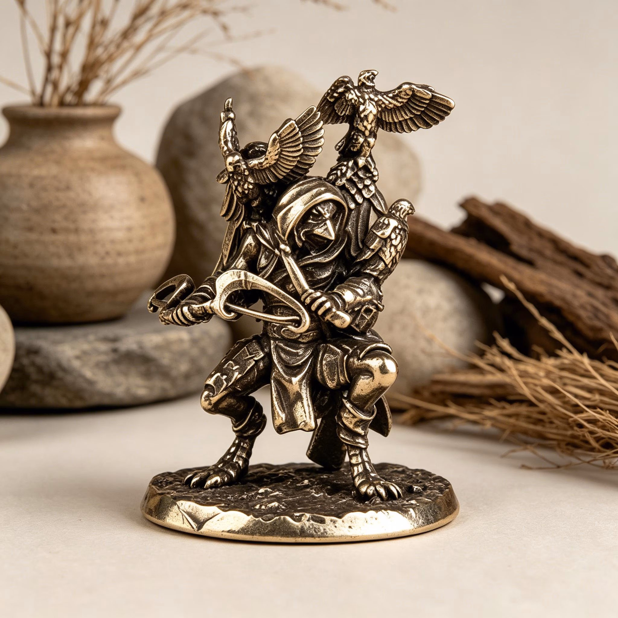 Handmade Mini Bronze Eagle Statue — Copper figurine image 1