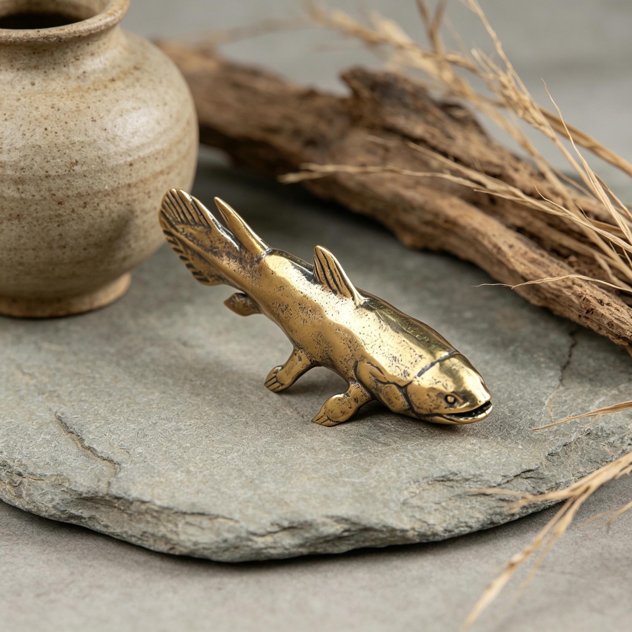 Handmade Mini Bronze Fish Statue — Copper figurine image 3
