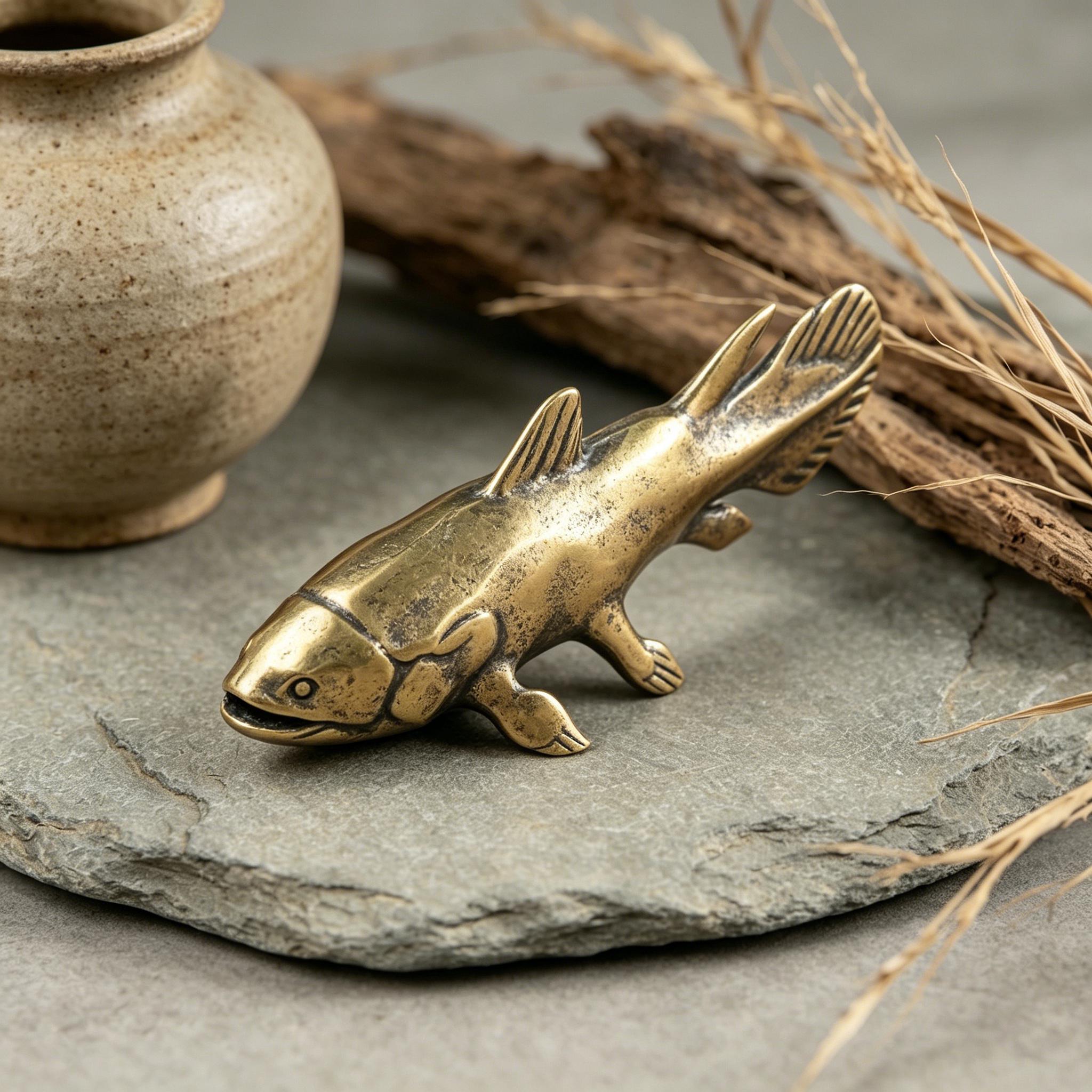 Handmade Mini Bronze Fish Statue — Copper figurine image 5