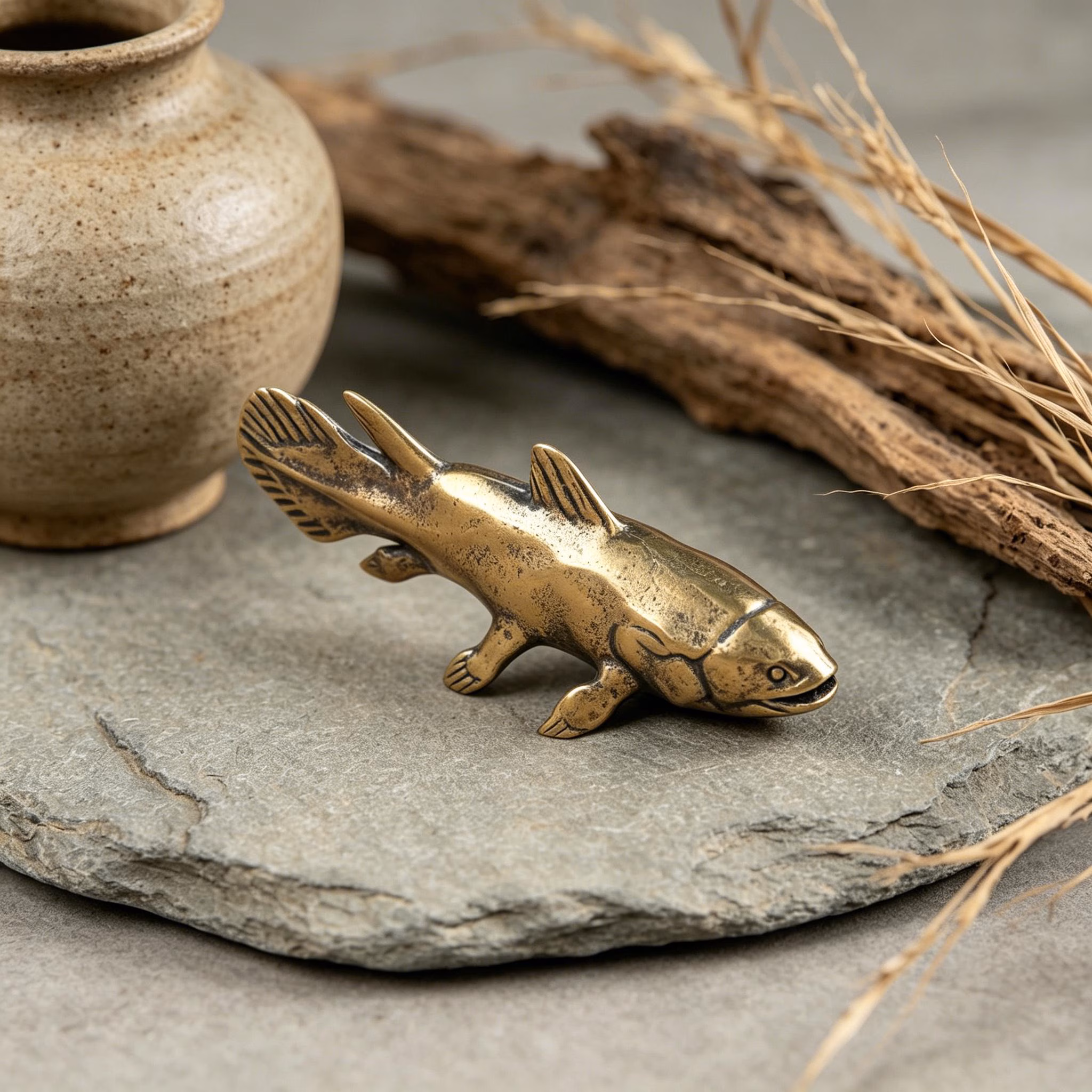 Handmade Mini Bronze Fish Statue — Copper figurine image 6