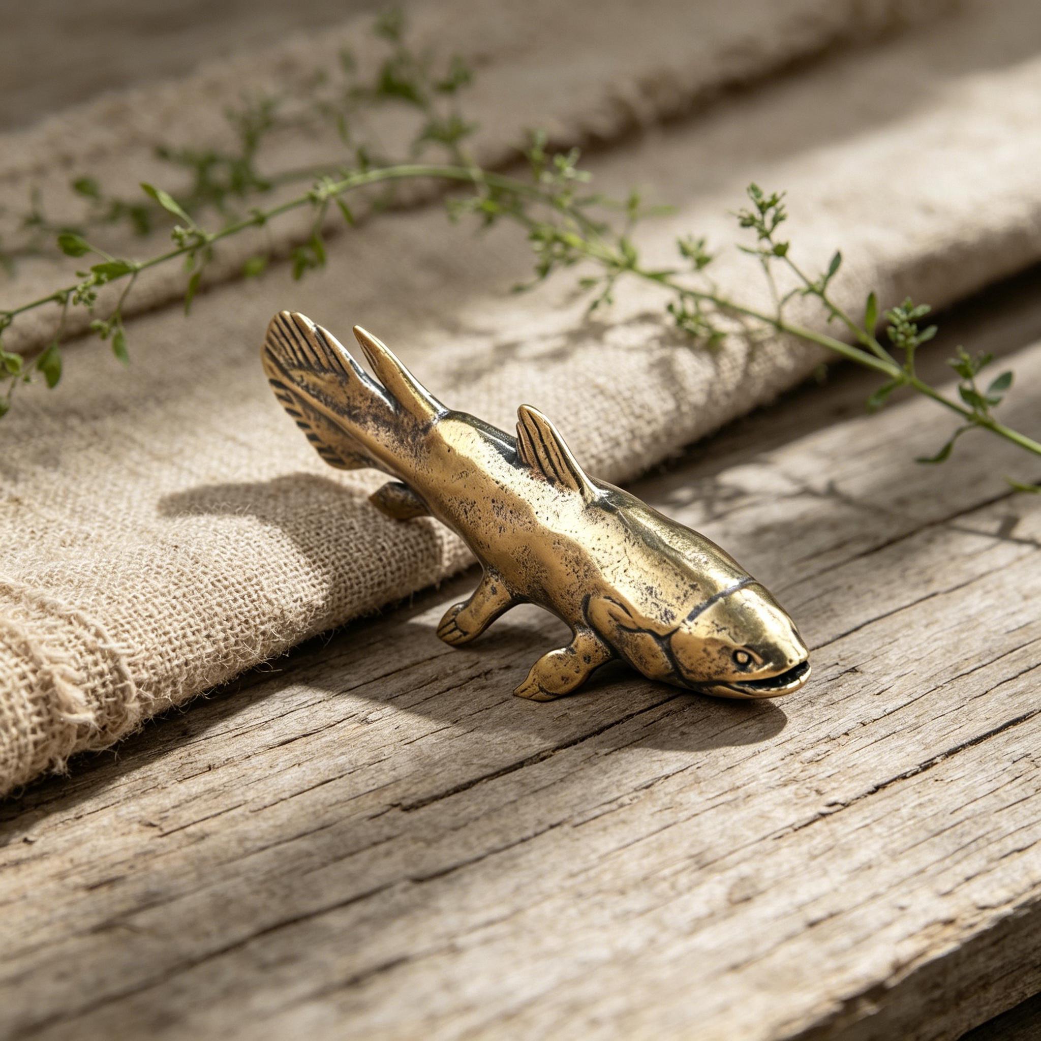 Handmade Mini Bronze Fish Statue — Copper figurine image 9