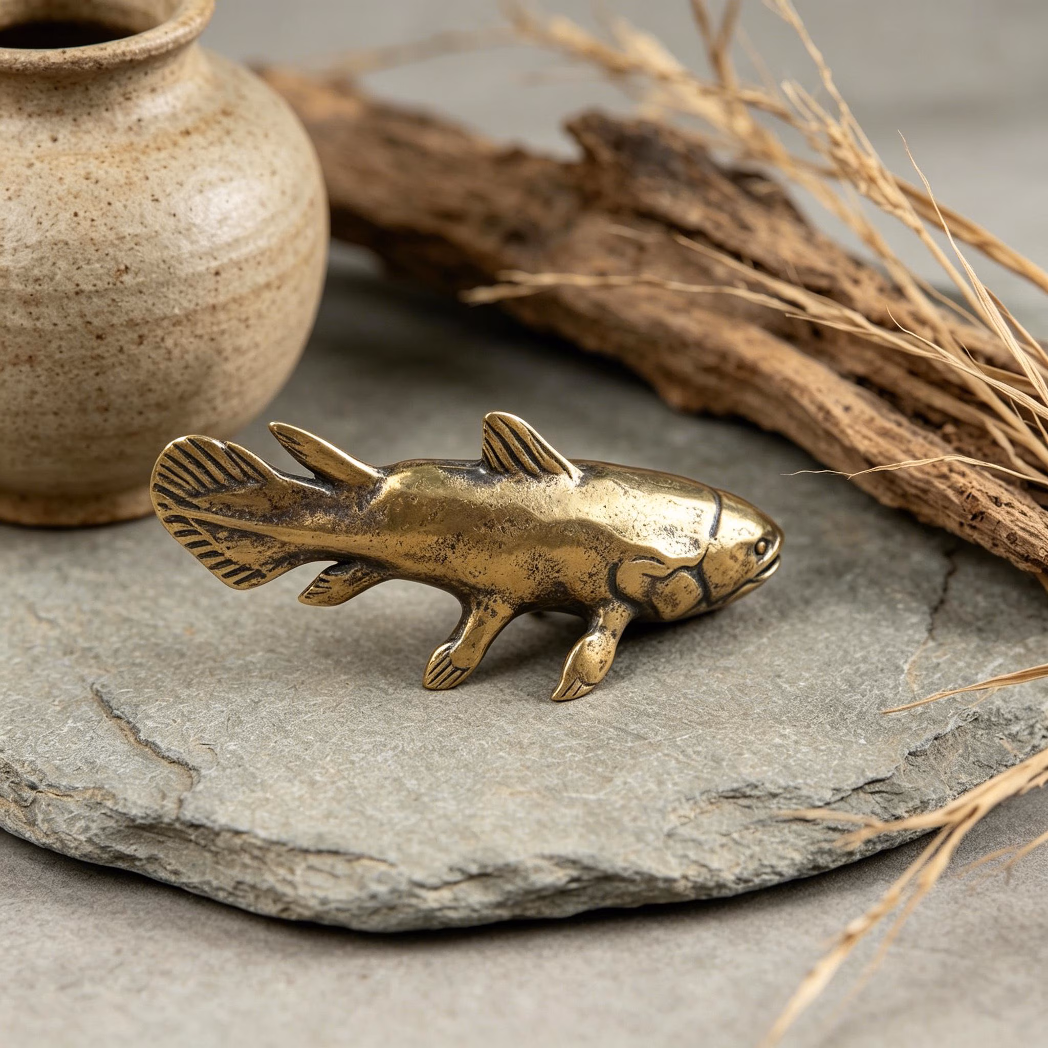 Handmade Mini Bronze Fish Statue — Copper figurine image 1
