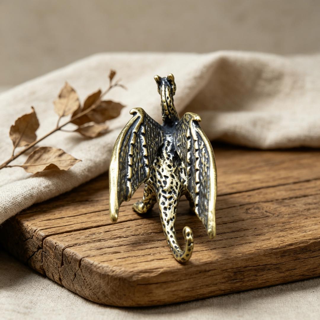 Mini Handmade Bronze Pterosaur Statue — Copper figurine image 7