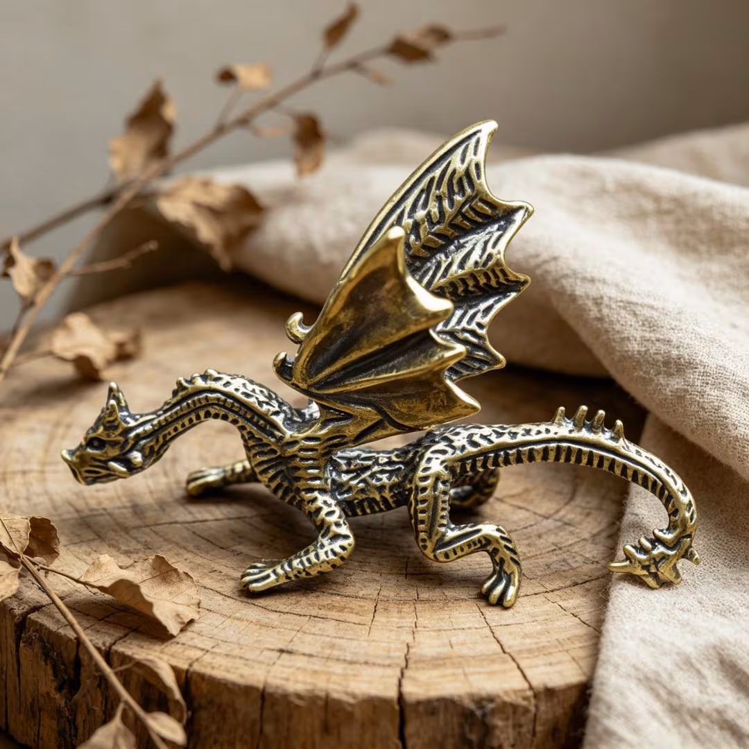Mini Handmade Bronze Pterosaur Statue — Copper figurine image 1