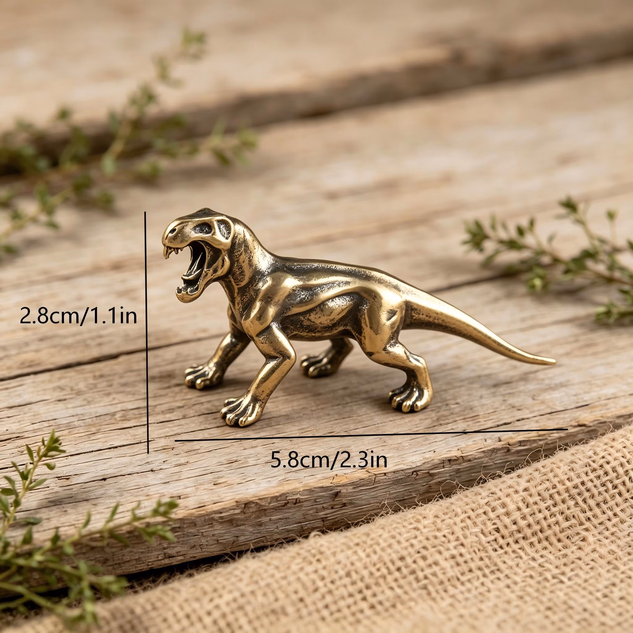 Solid Brass Smilodon Figurine — Copper figurine image 2