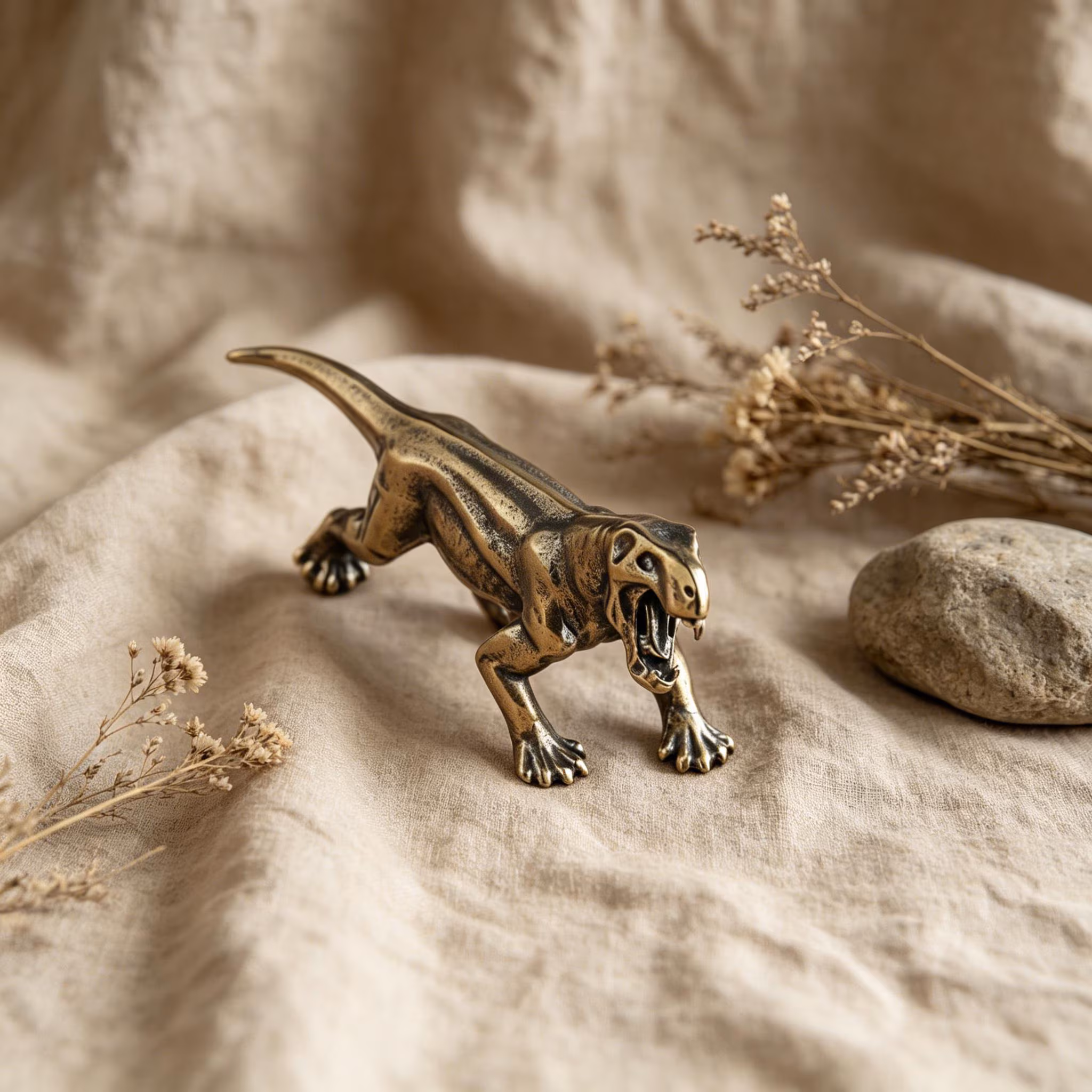 Solid Brass Smilodon Figurine — Copper figurine image 3