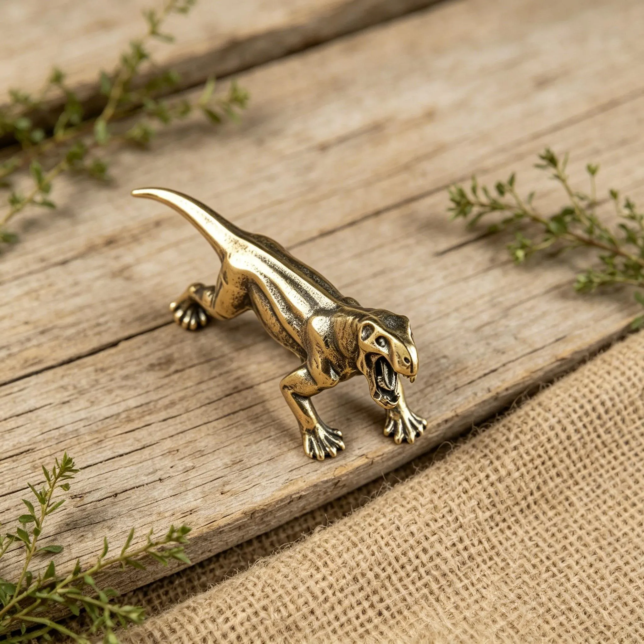 Solid Brass Smilodon Figurine — Copper figurine image 4