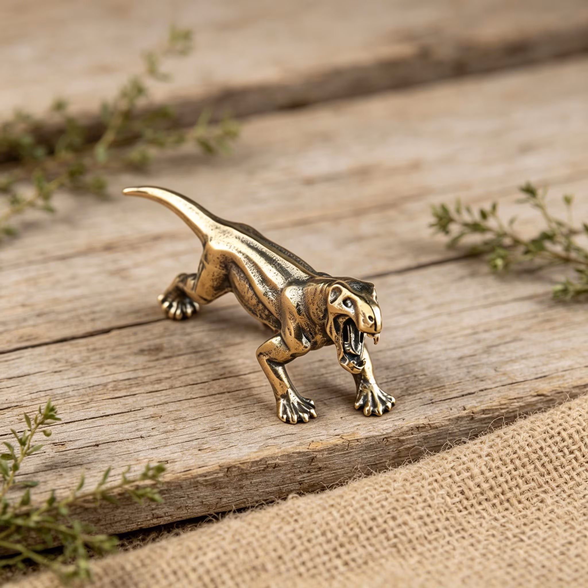 Solid Brass Smilodon Figurine — Copper figurine image 6