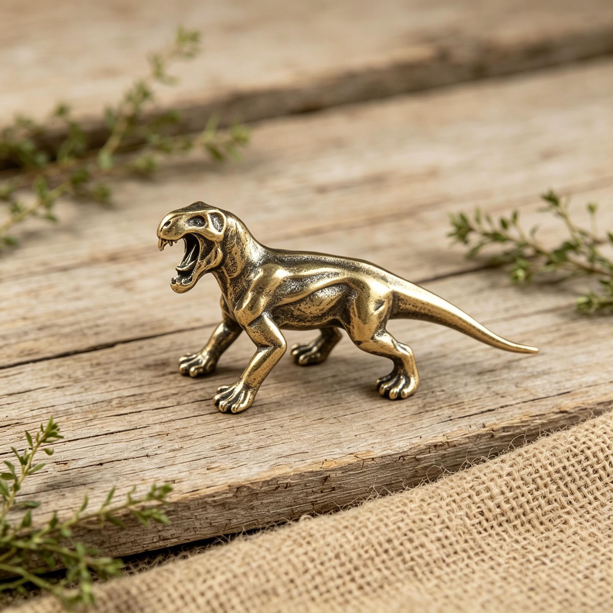 Solid Brass Smilodon Figurine — Copper figurine image 7