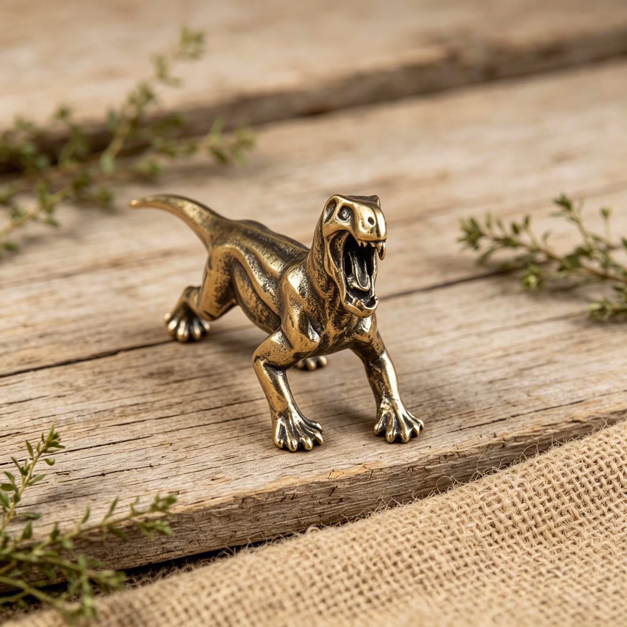 Solid Brass Smilodon Figurine — Copper figurine image 1