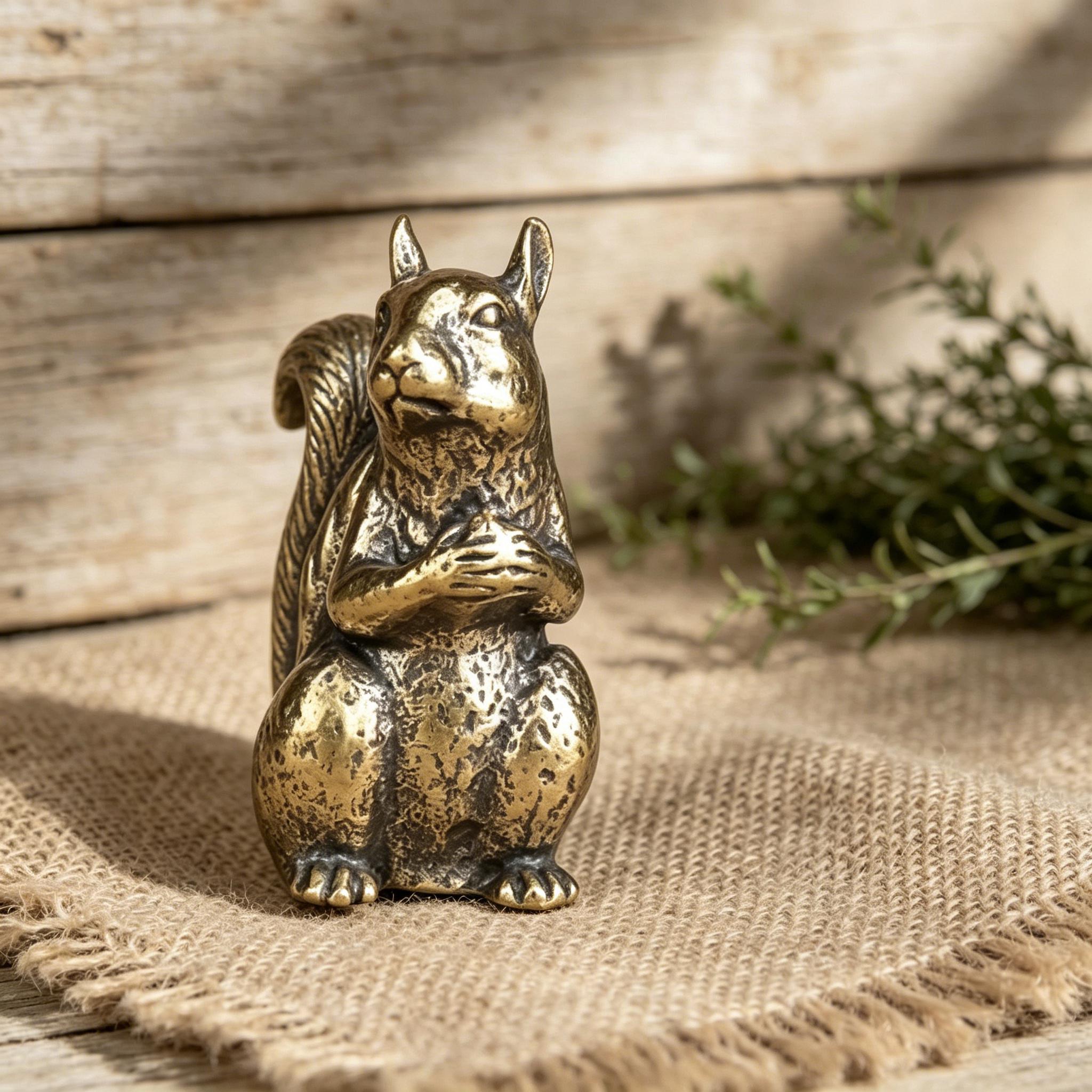 Handcrafted Brass Squirrel Figurine — Brass figurine image 3