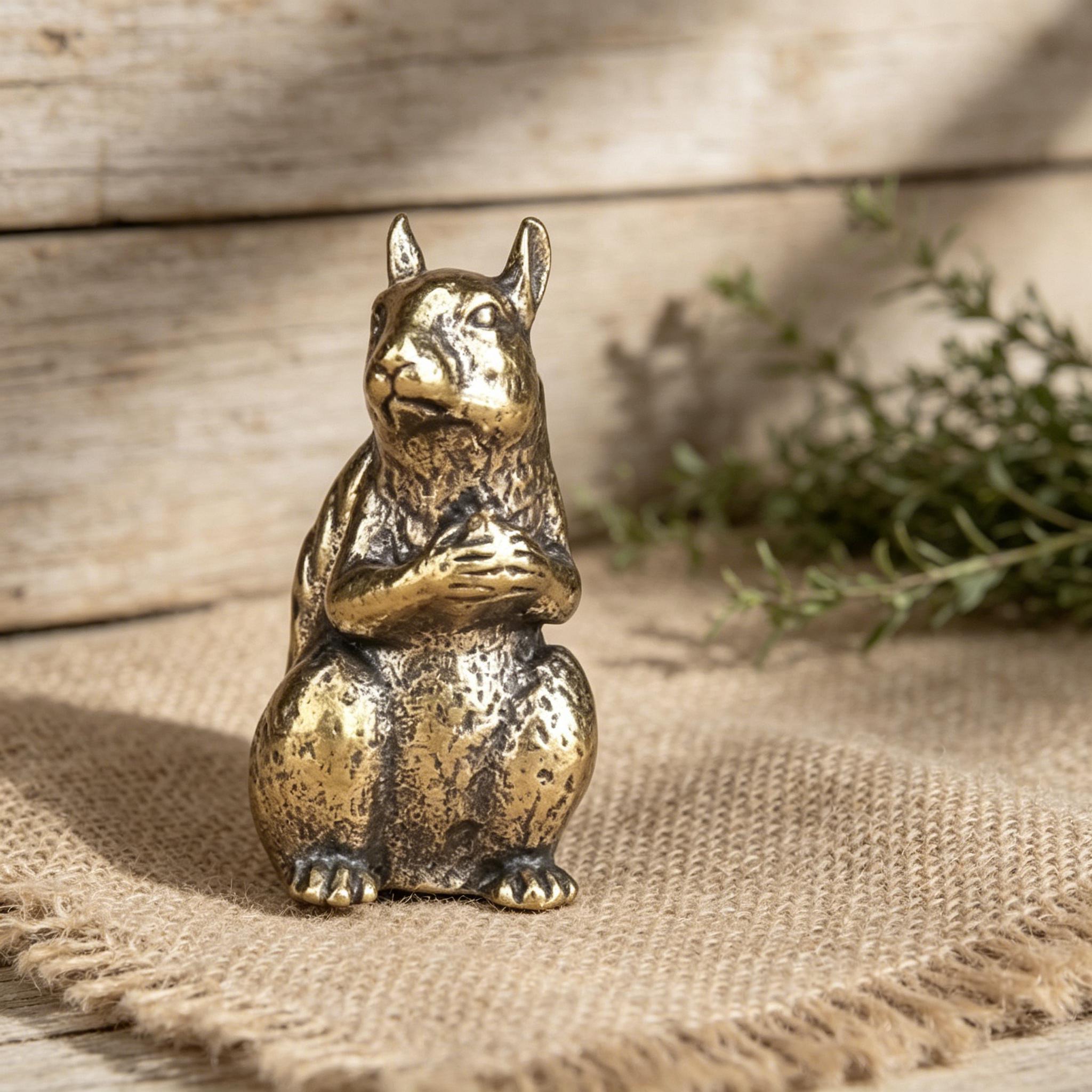 Handcrafted Brass Squirrel Figurine — Brass figurine image 4