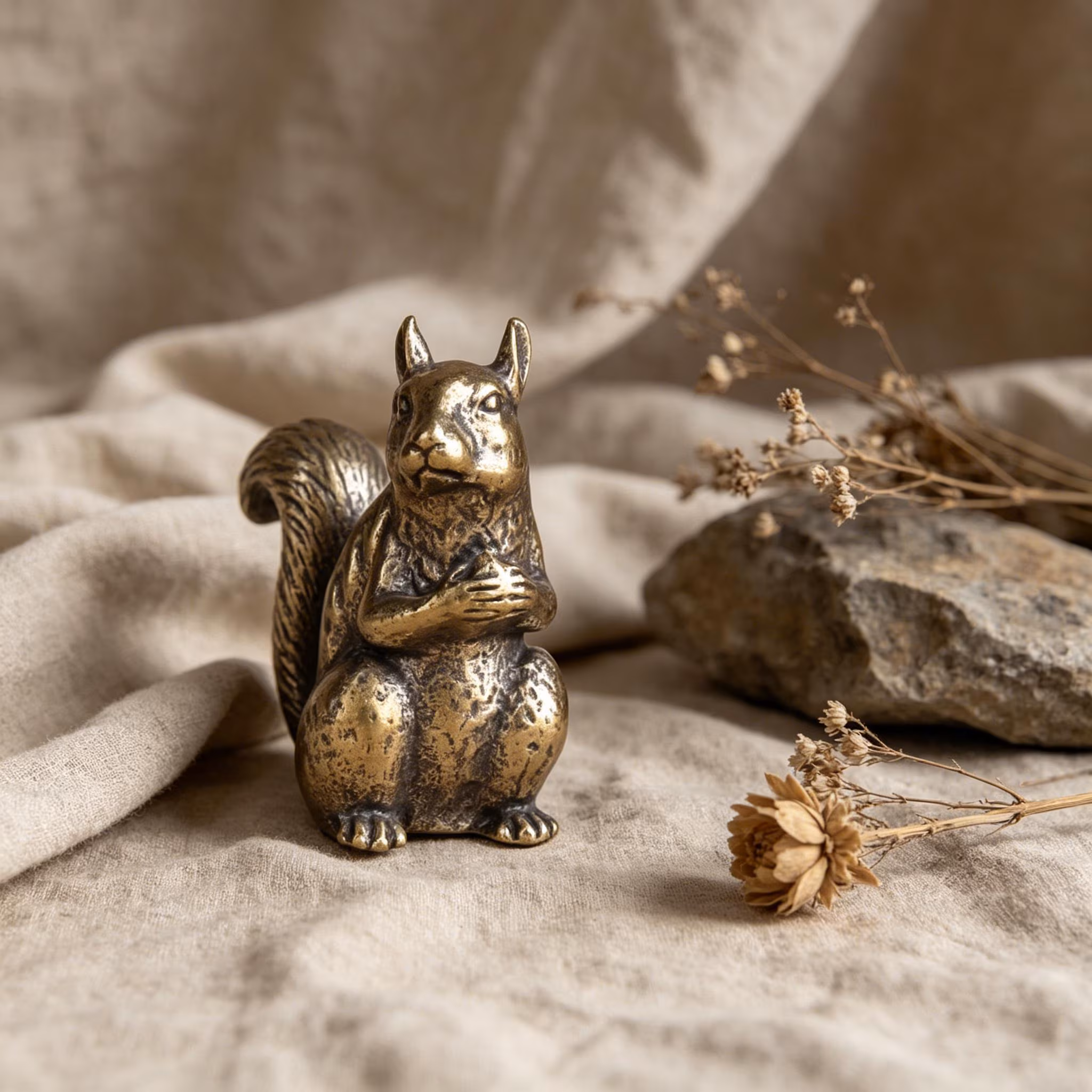 Handcrafted Brass Squirrel Figurine — Brass figurine image 8
