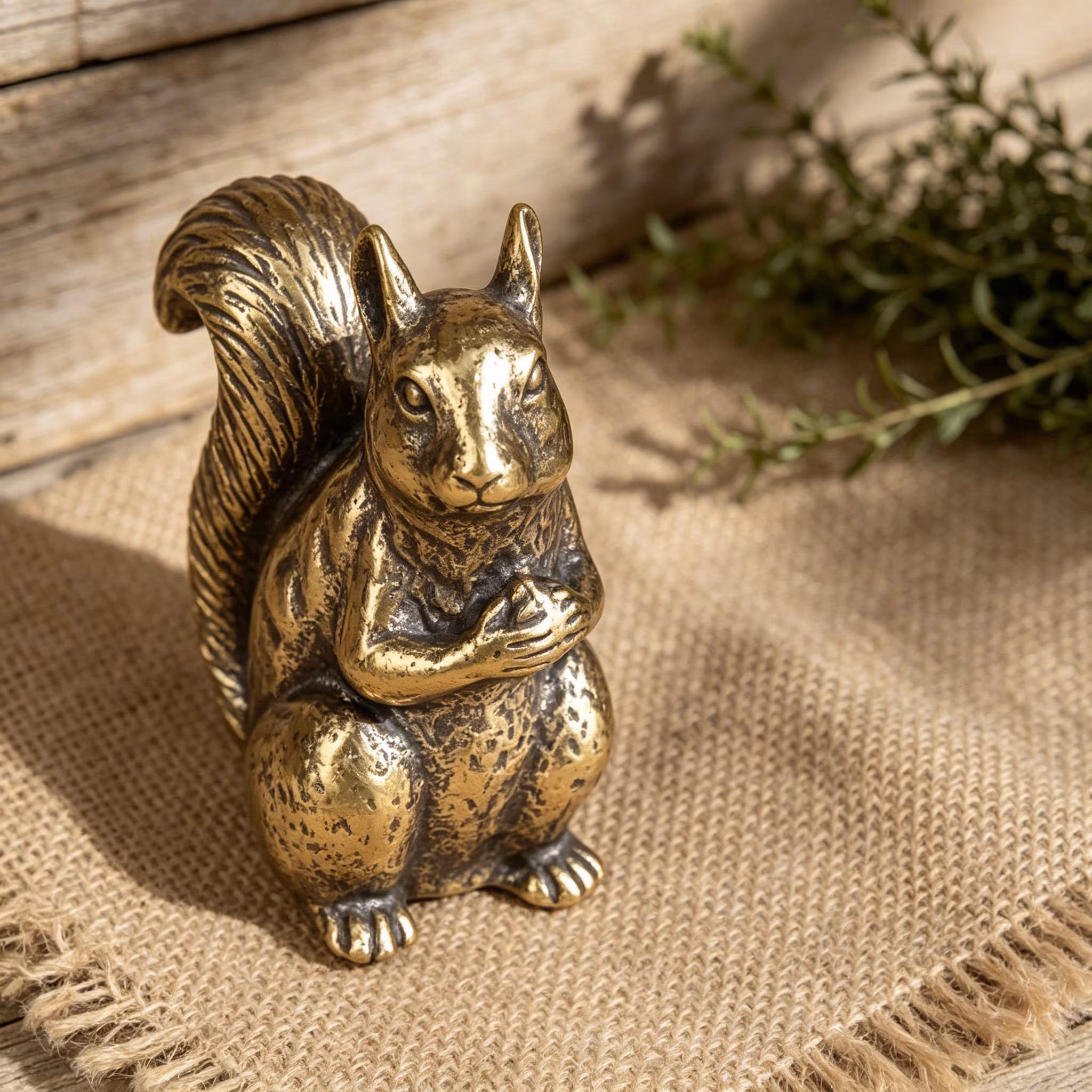 Handcrafted Brass Squirrel Figurine — Brass figurine image 1