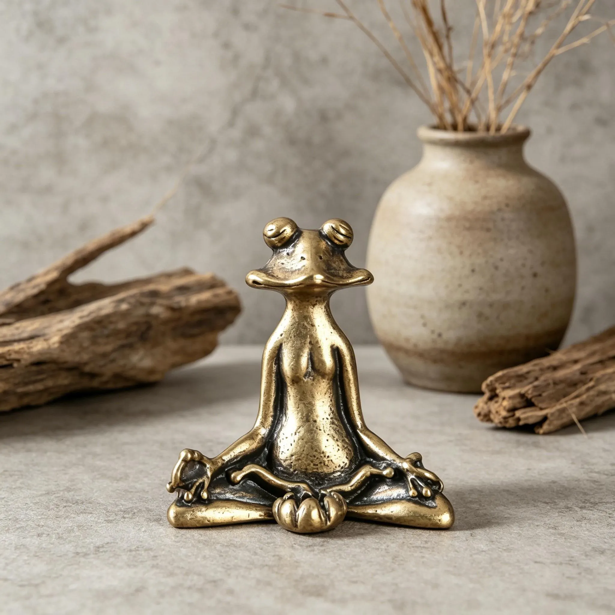 Handcrafted Brass Frog Figurine — Brass figurine image 1
