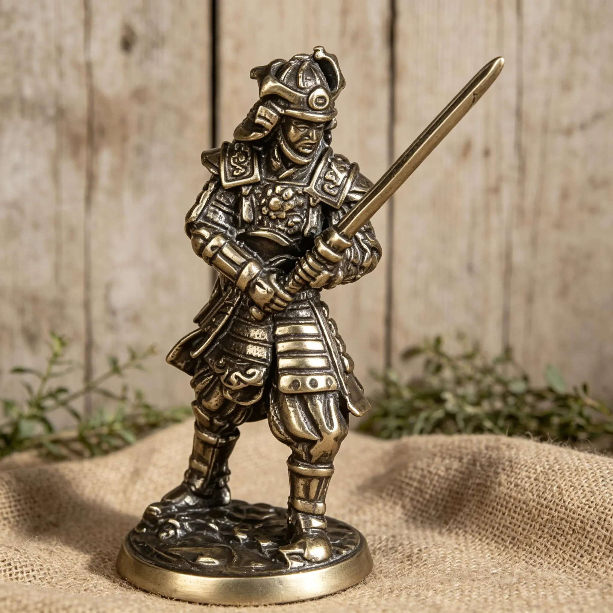 Handcrafted Brass Samurai Warrior Figurine — Brass figurine image 4