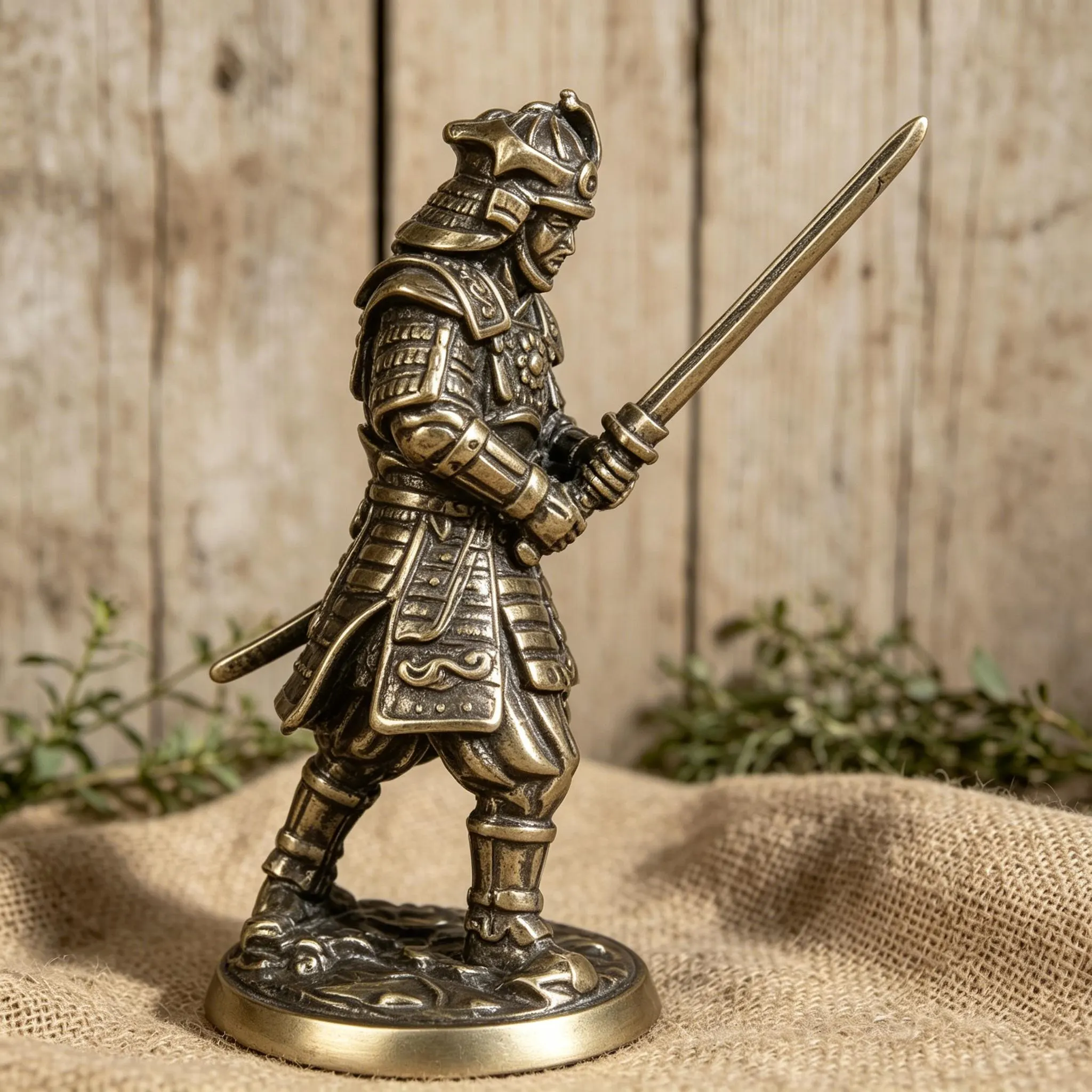 Handcrafted Brass Samurai Warrior Figurine — Brass figurine image 6