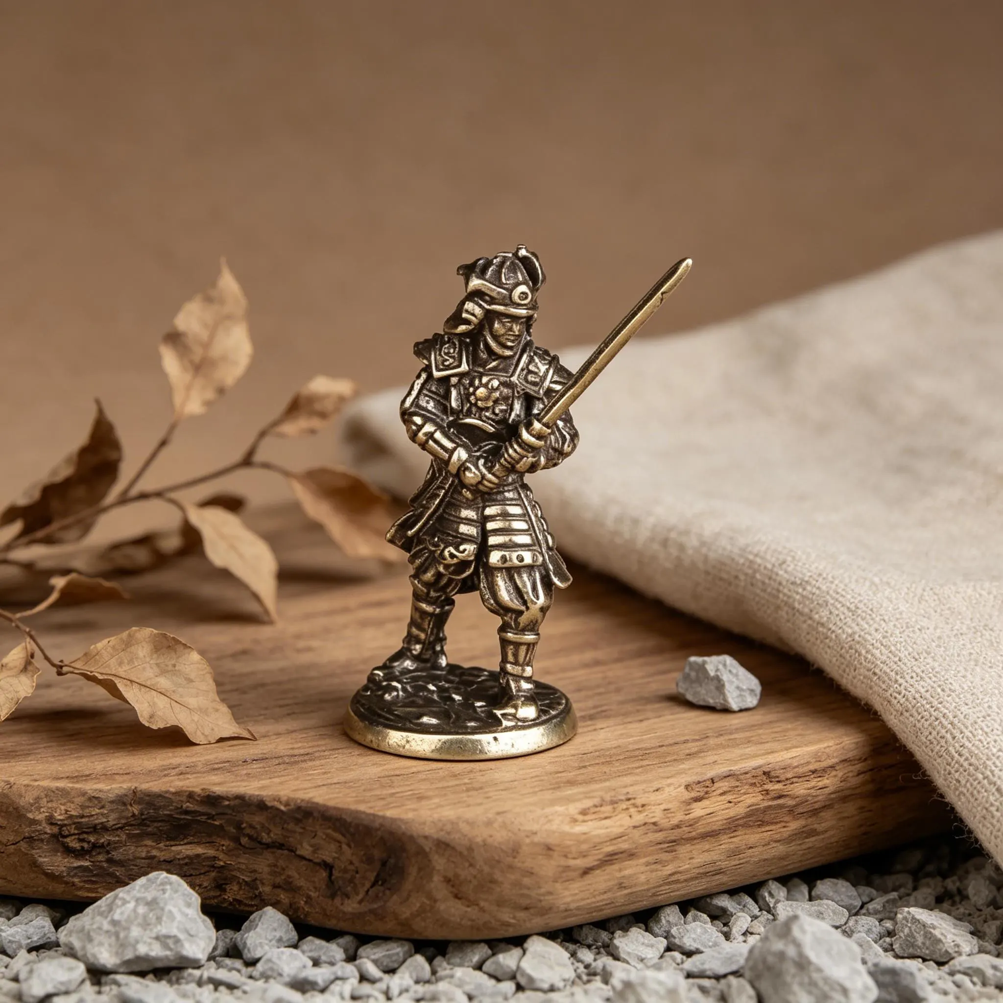 Handcrafted Brass Samurai Warrior Figurine — Brass figurine image 7