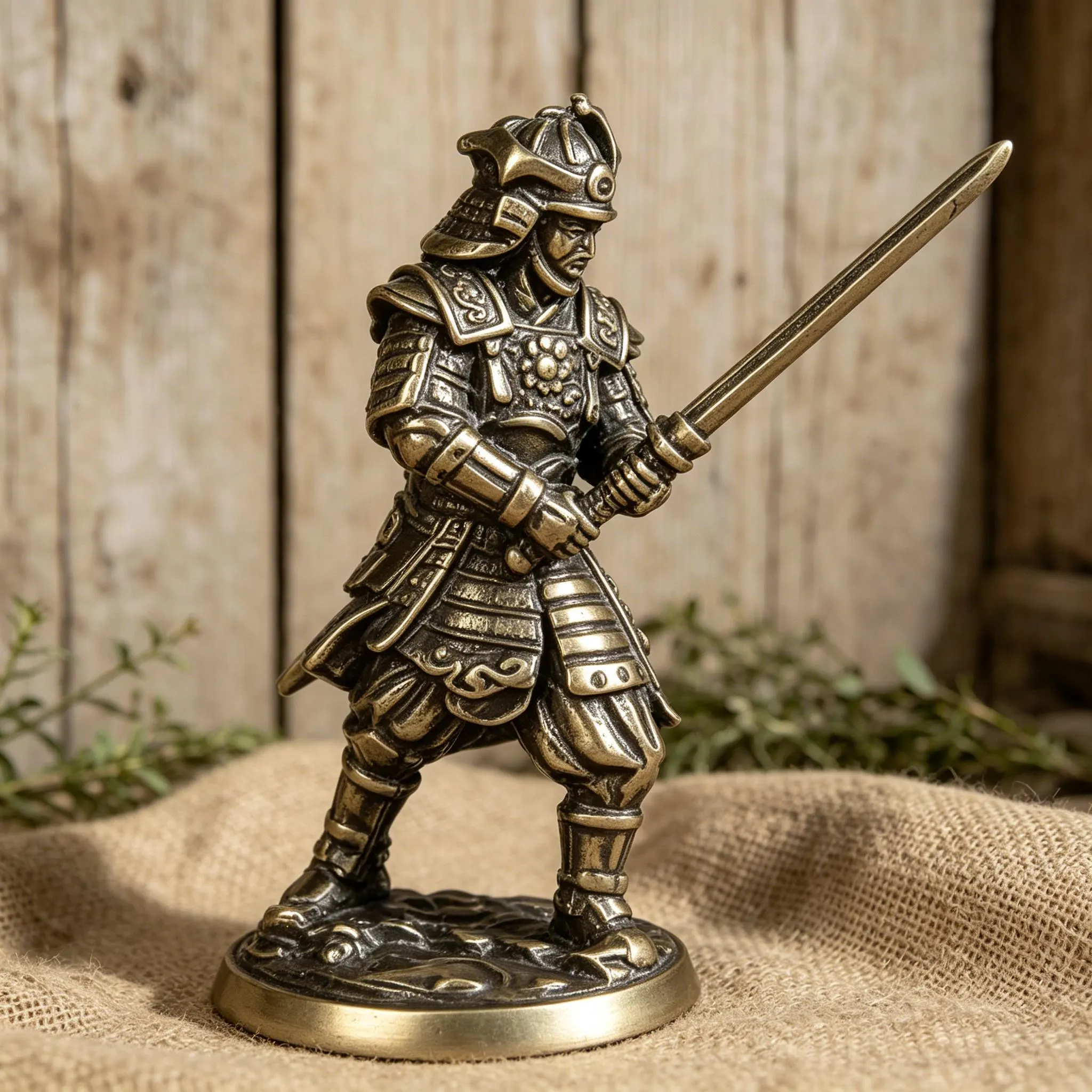 Handcrafted Brass Samurai Warrior Figurine — Brass figurine image 8