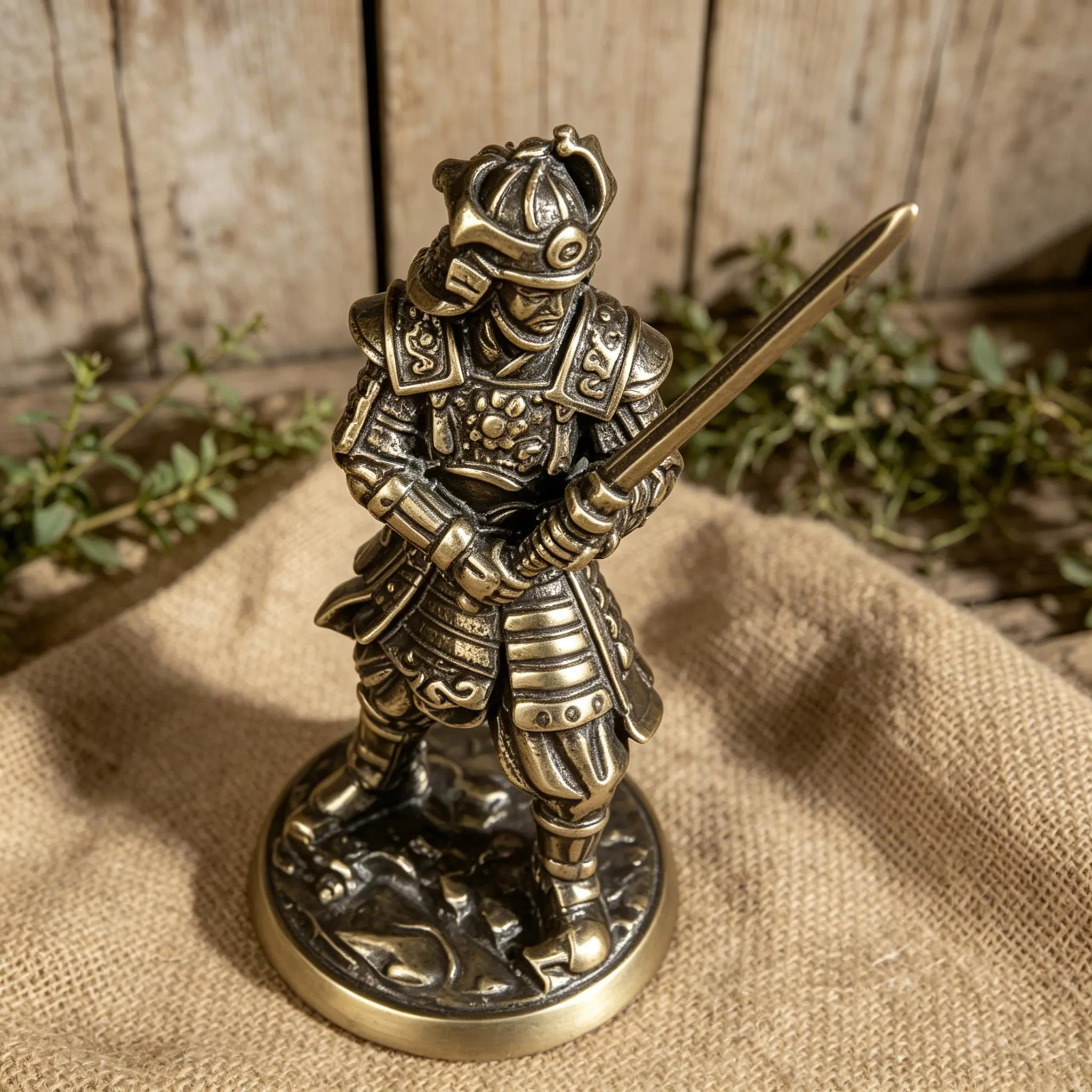 Handcrafted Brass Samurai Warrior Figurine — Brass figurine image 9