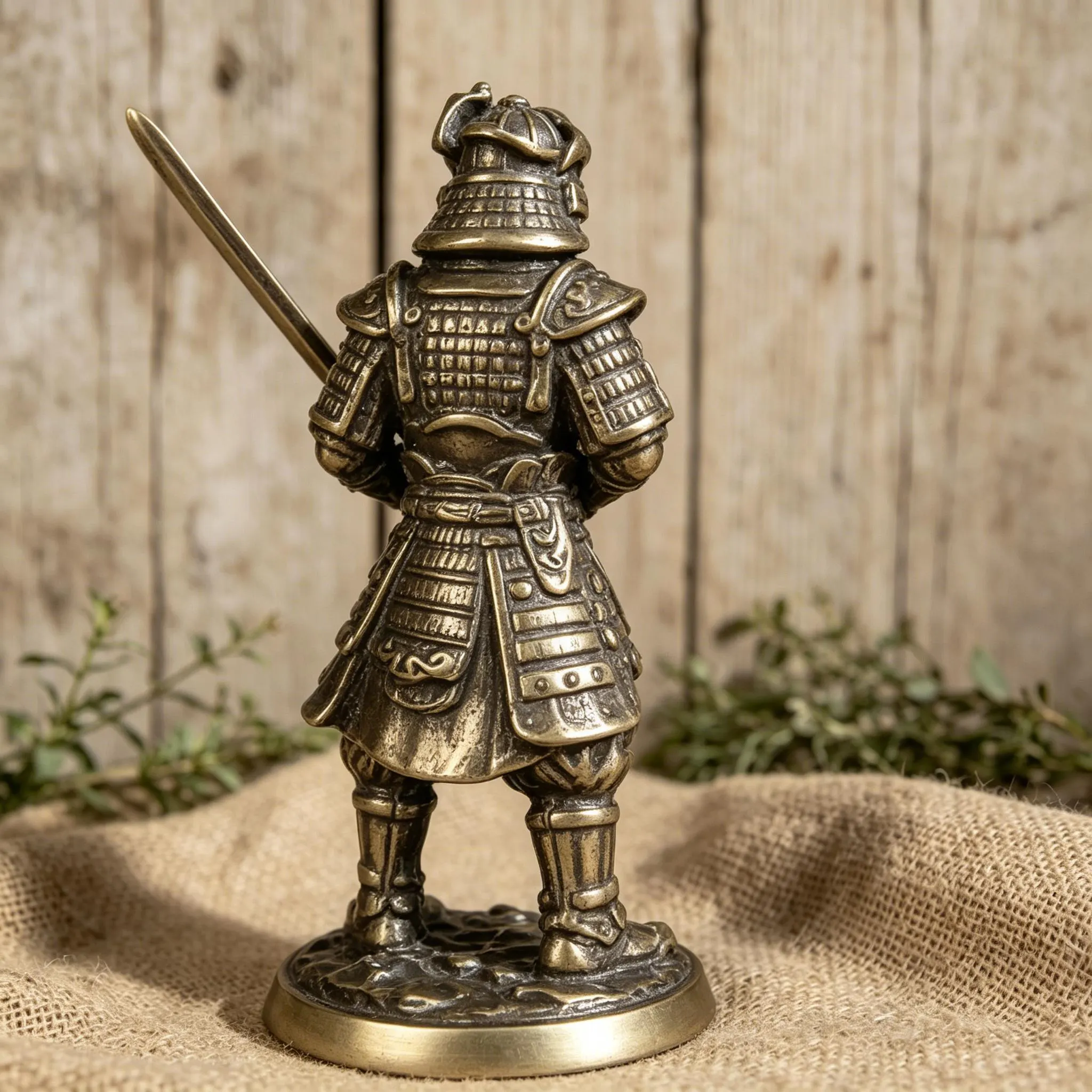 Handcrafted Brass Samurai Warrior Figurine — Brass figurine image 10