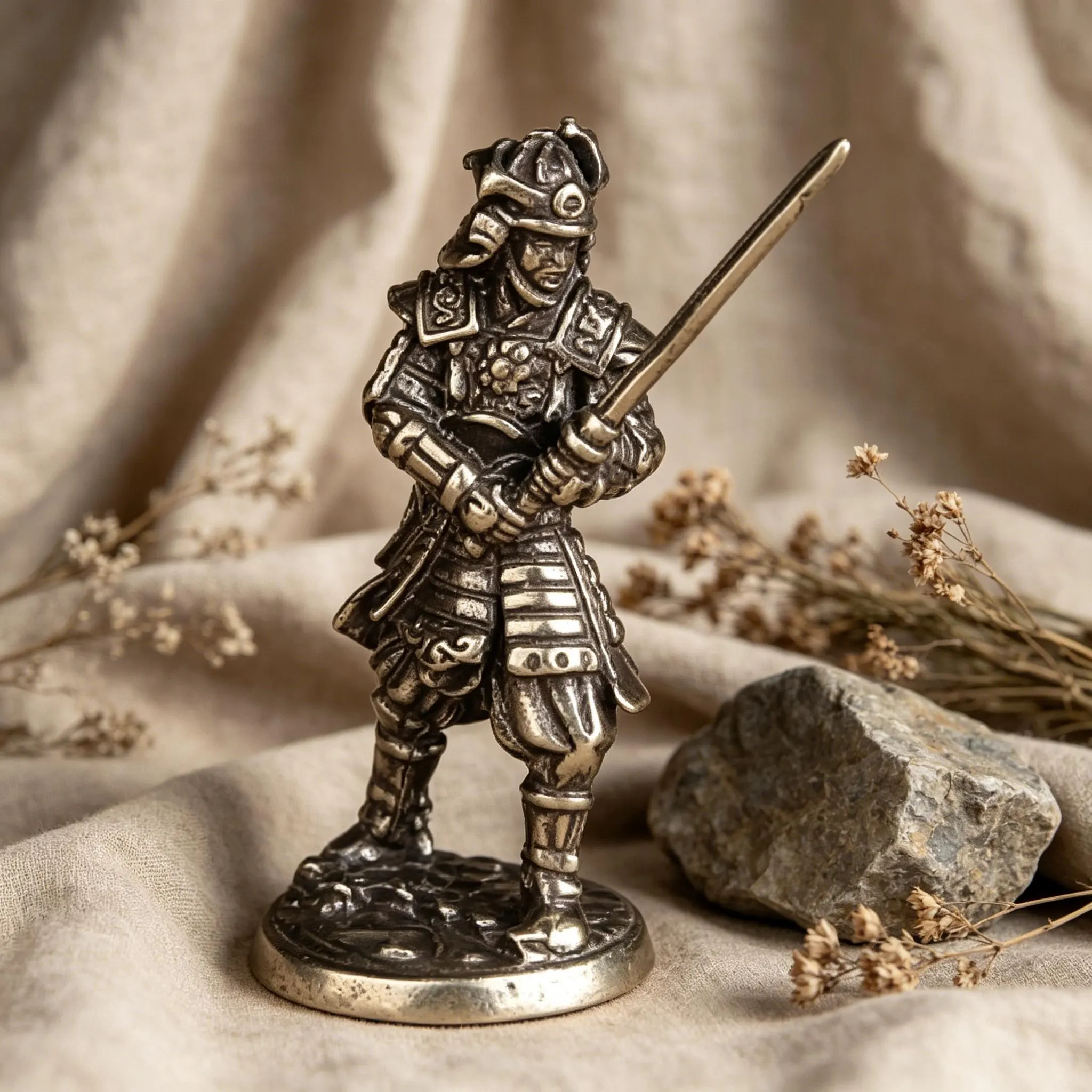 Handcrafted Brass Samurai Warrior Figurine — Brass figurine image 1