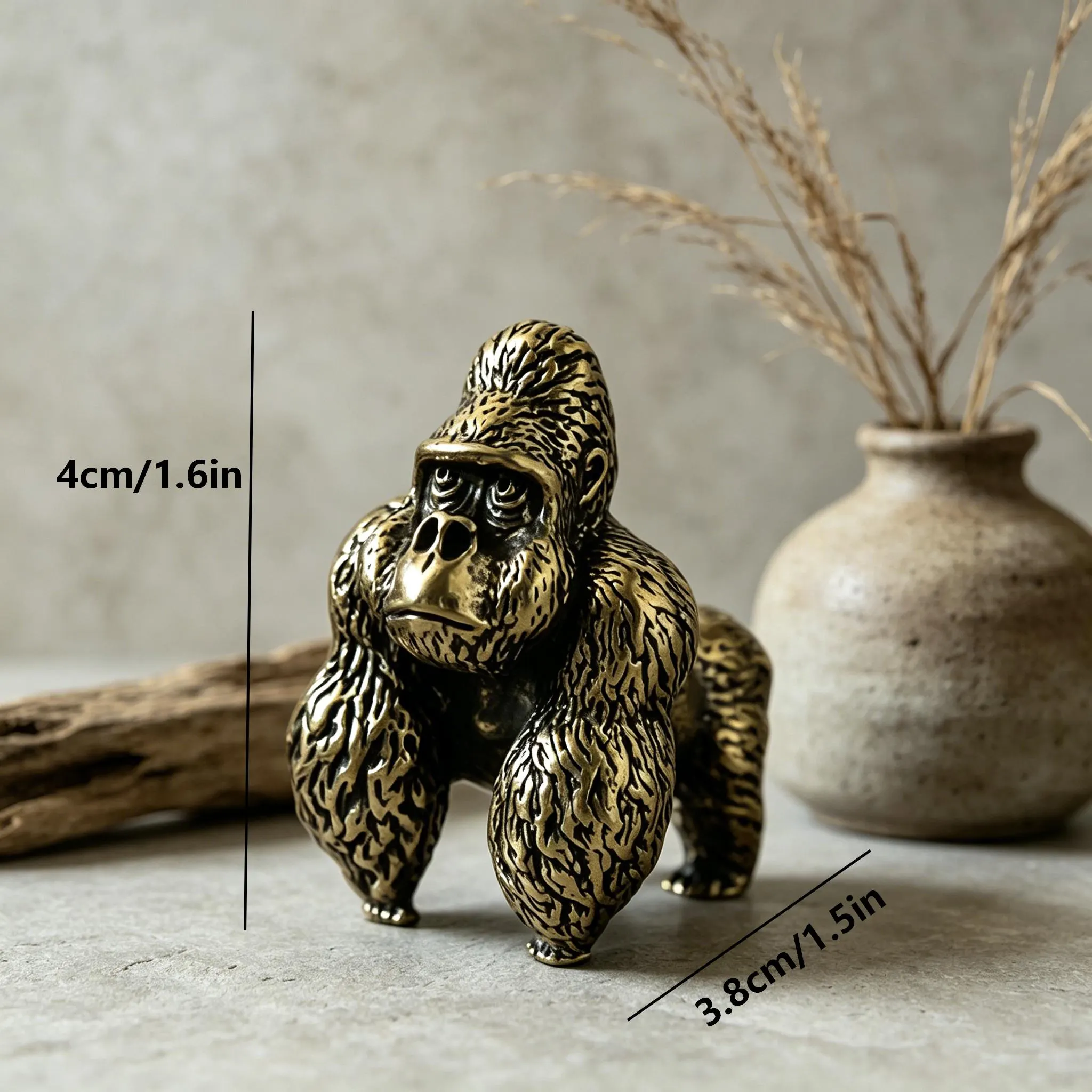 Handcrafted Brass Gorilla Figurine — Brass figurine image 3