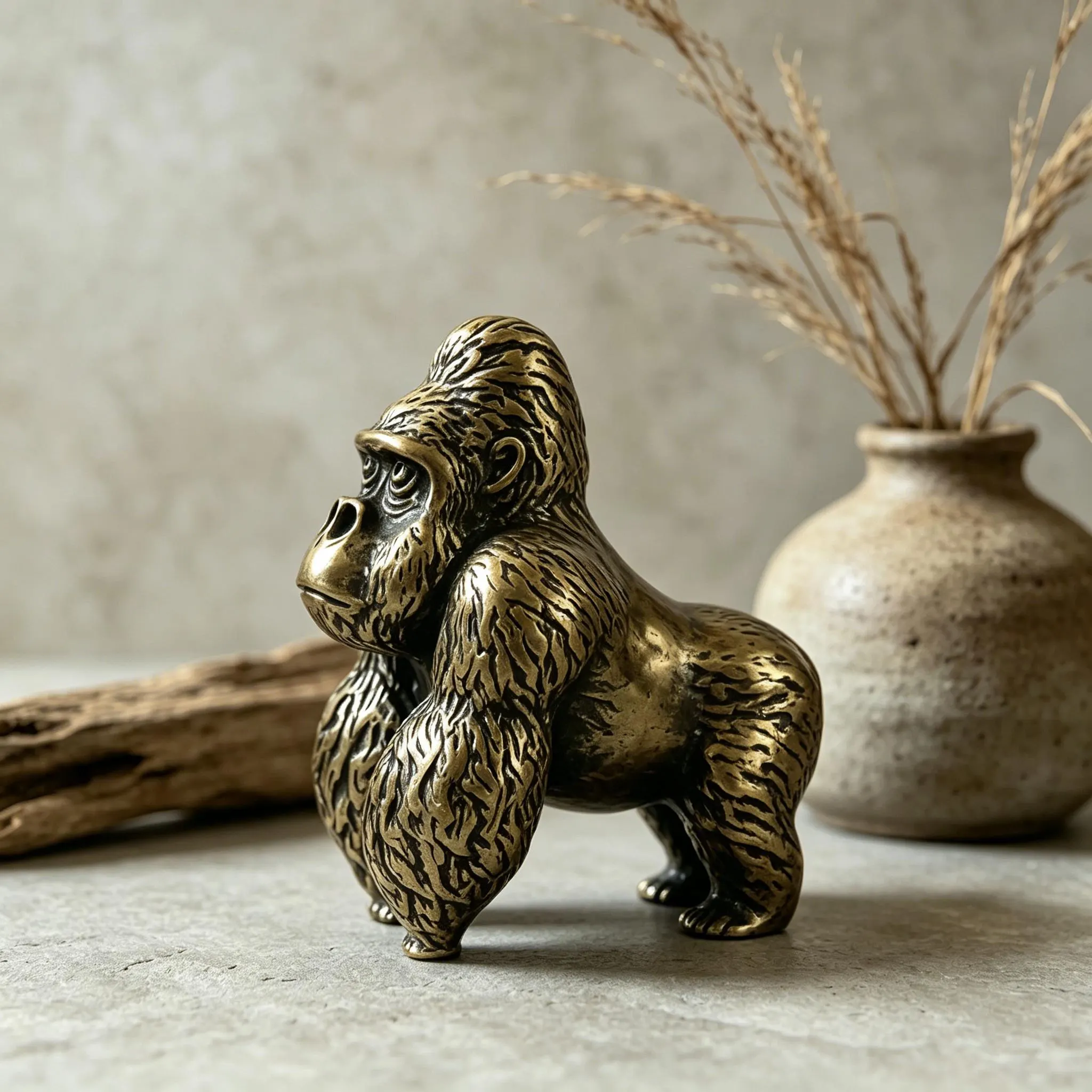 Handcrafted Brass Gorilla Figurine — Brass figurine image 4