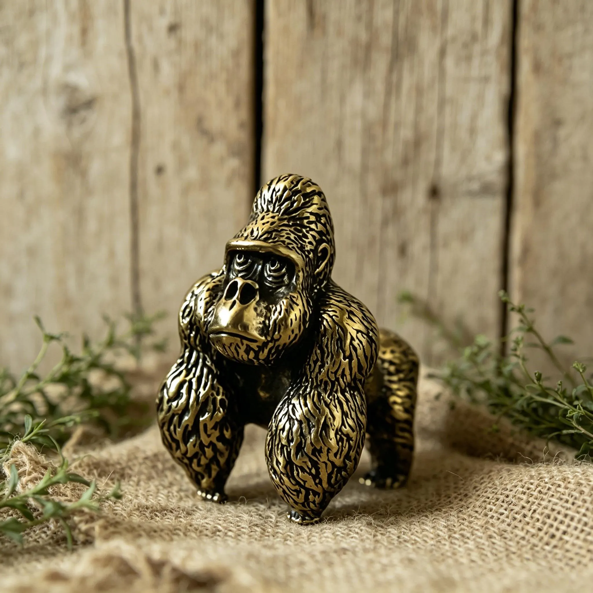 Handcrafted Brass Gorilla Figurine — Brass figurine image 6