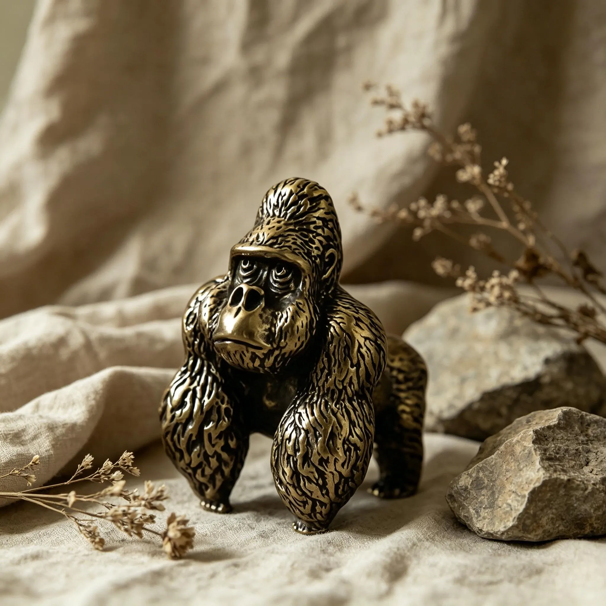 Handcrafted Brass Gorilla Figurine — Brass figurine image 10