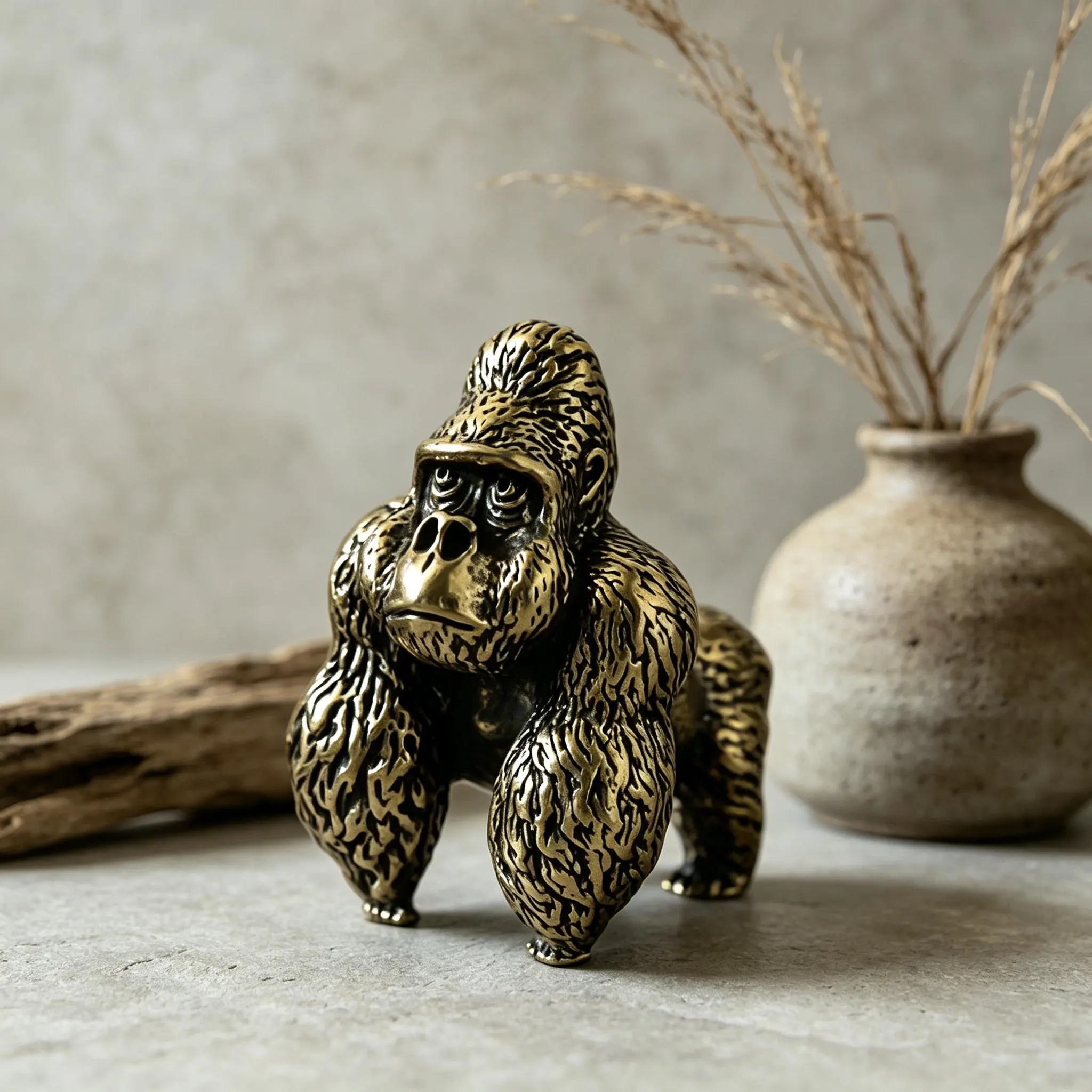 Handcrafted Brass Gorilla Figurine — Brass figurine image 1