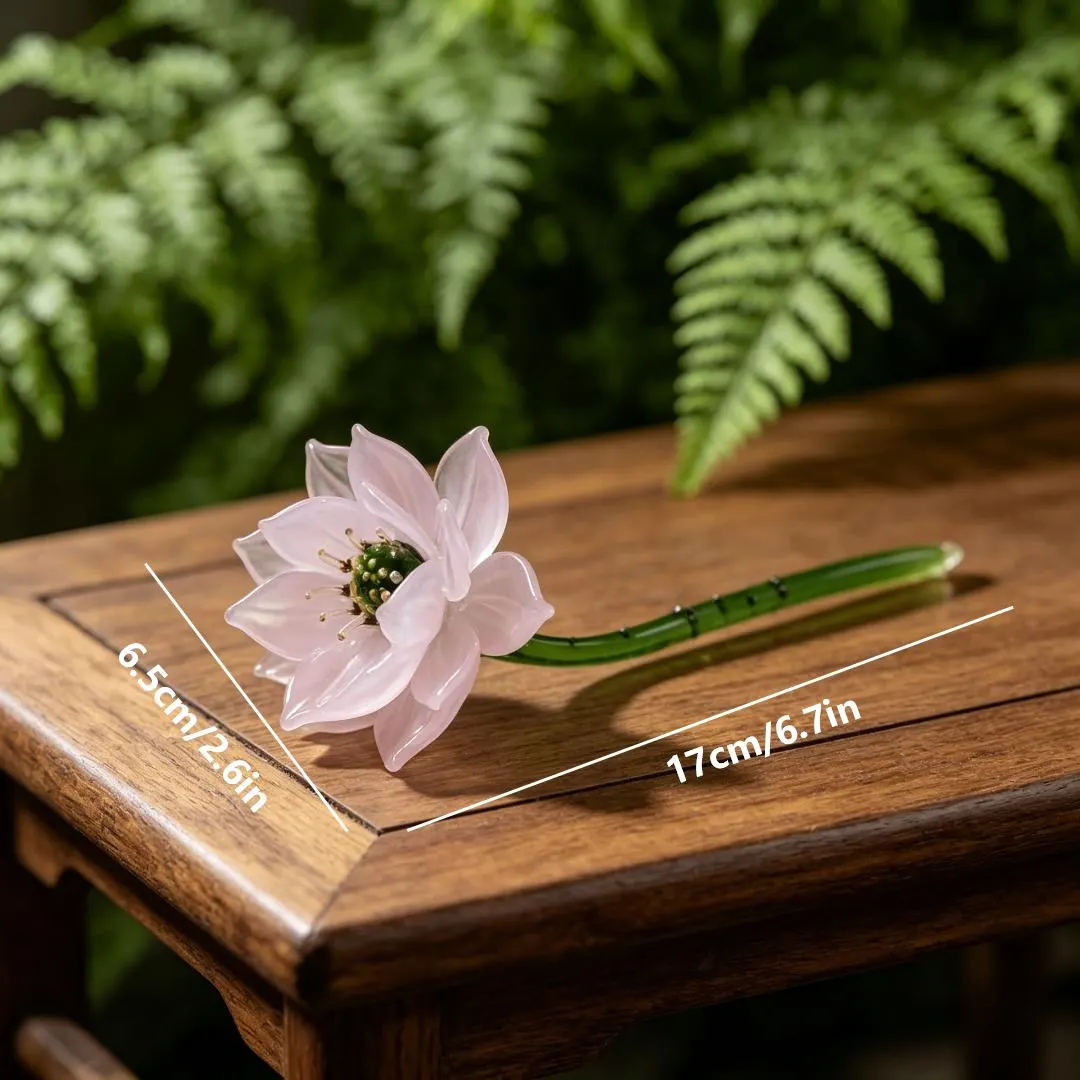 Handcrafted Glass Lotus Flower — Brass figurine image 6