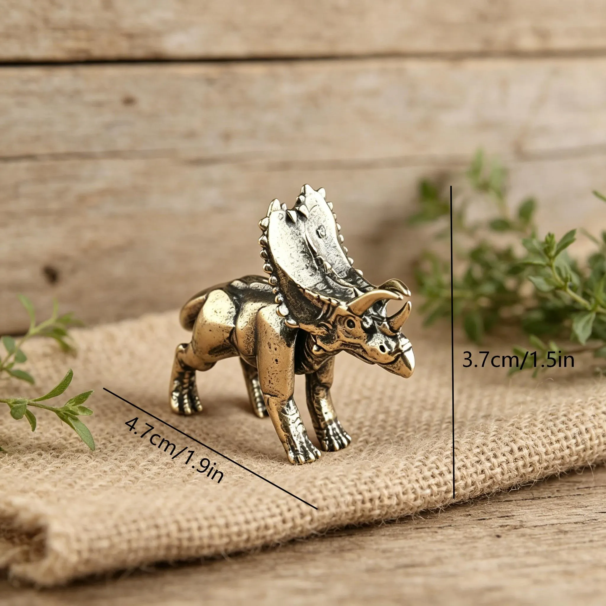 Vintage Brass Triceratops Figurine — Copper figurine image 2