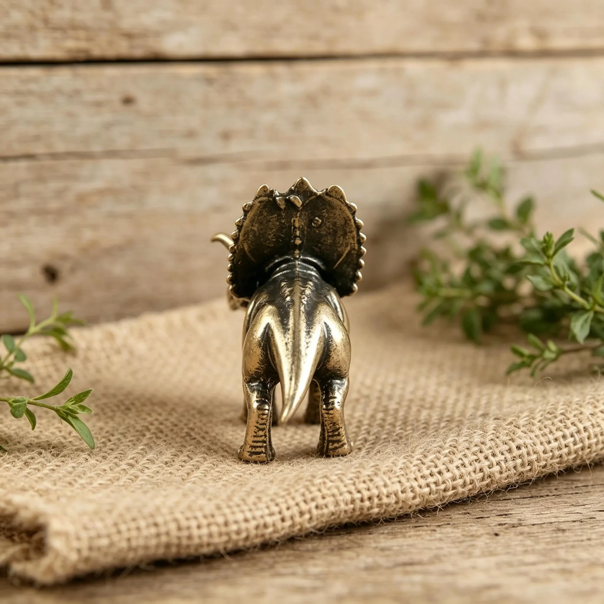 Vintage Brass Triceratops Figurine — Copper figurine image 3