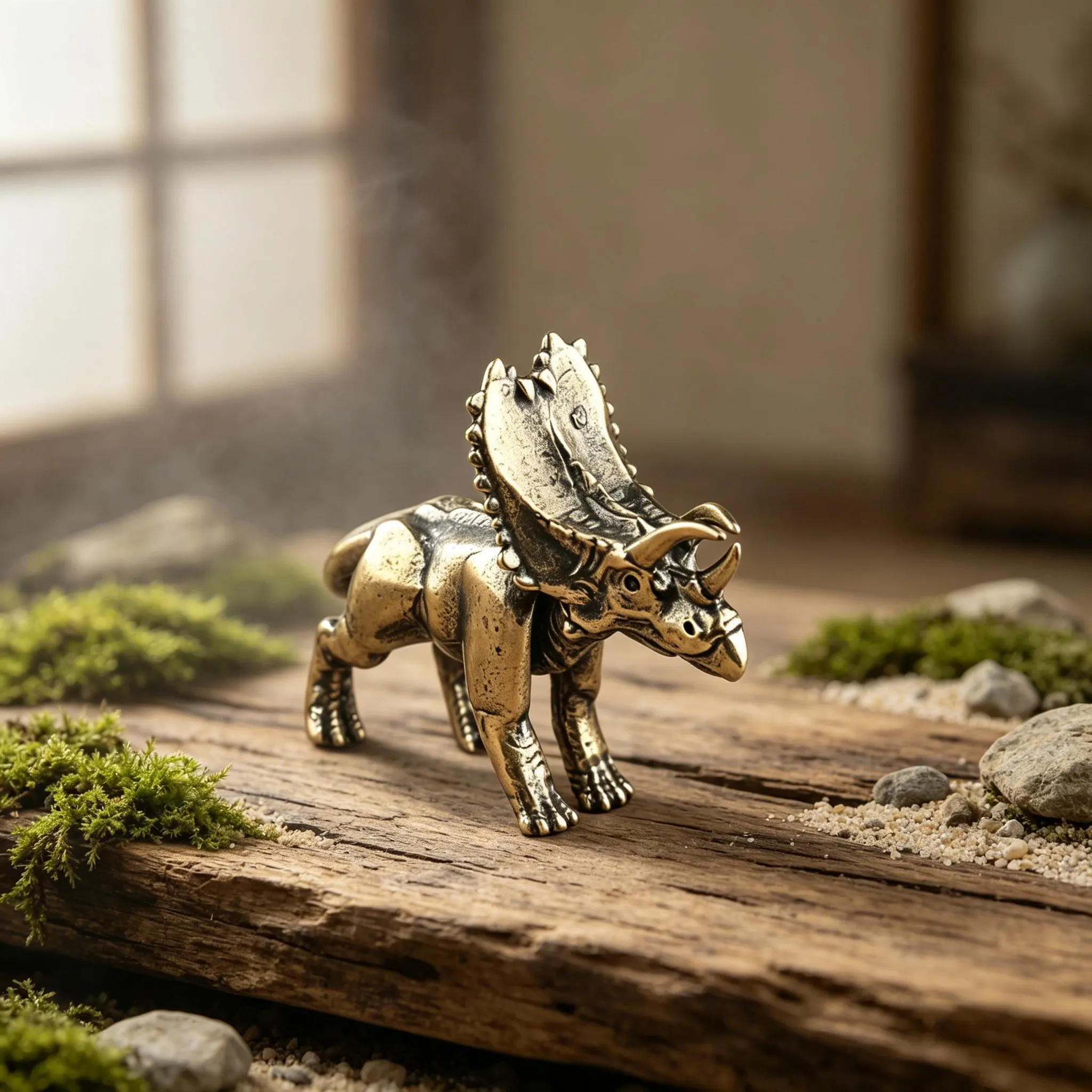 Vintage Brass Triceratops Figurine — Copper figurine image 4