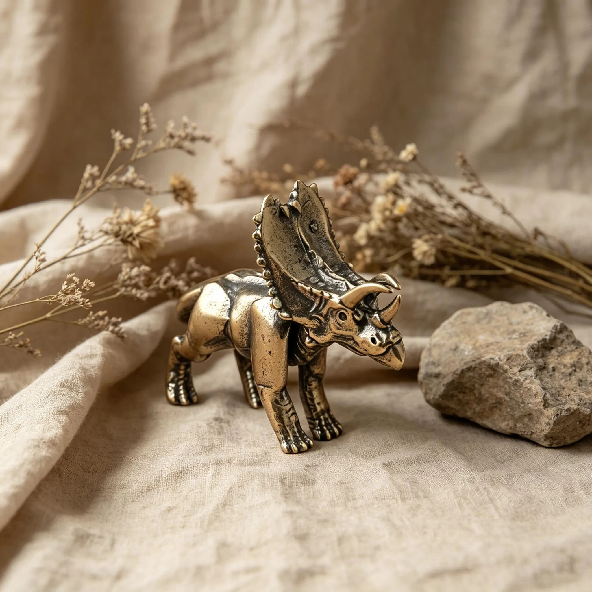 Vintage Brass Triceratops Figurine — Copper figurine image 5