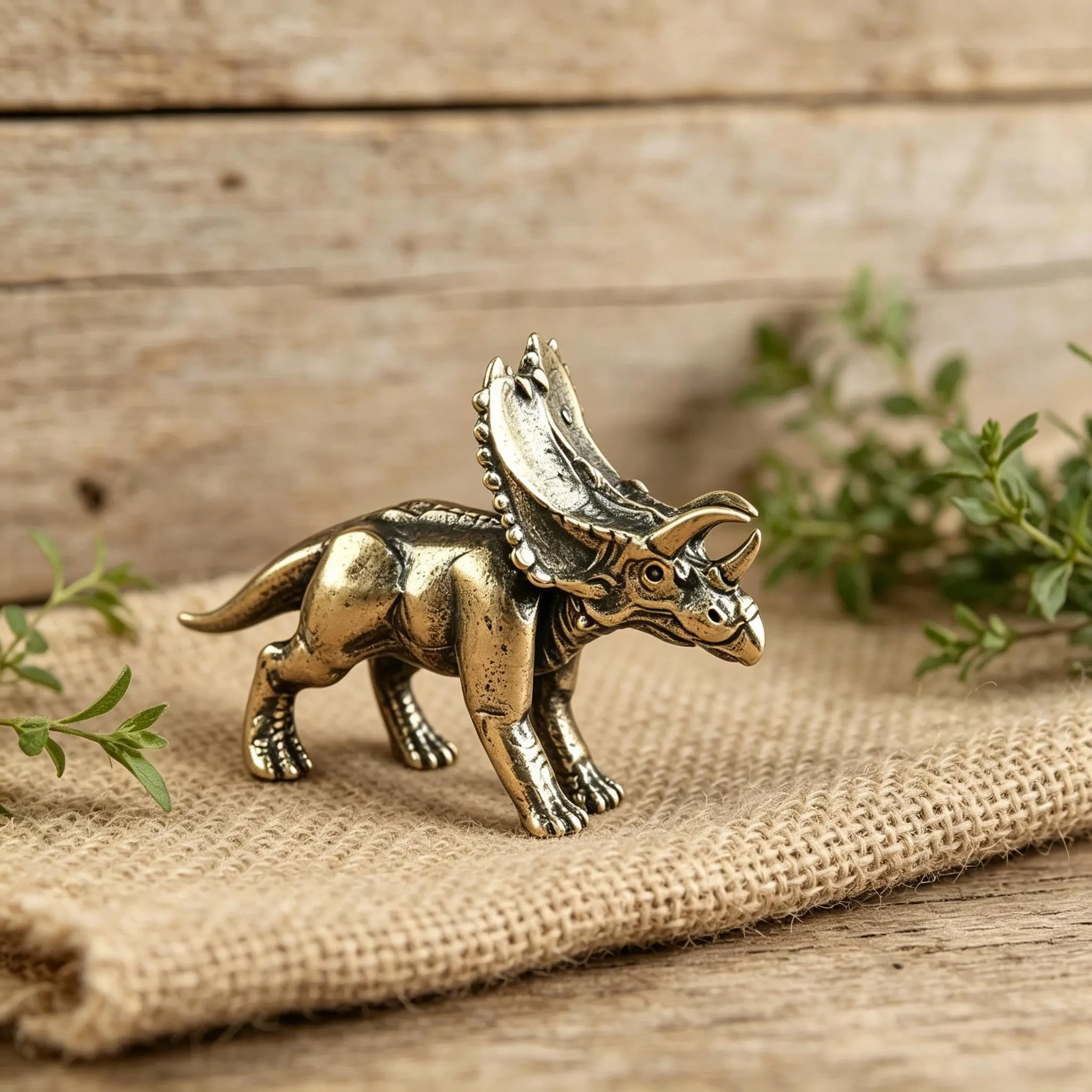 Vintage Brass Triceratops Figurine — Copper figurine image 6
