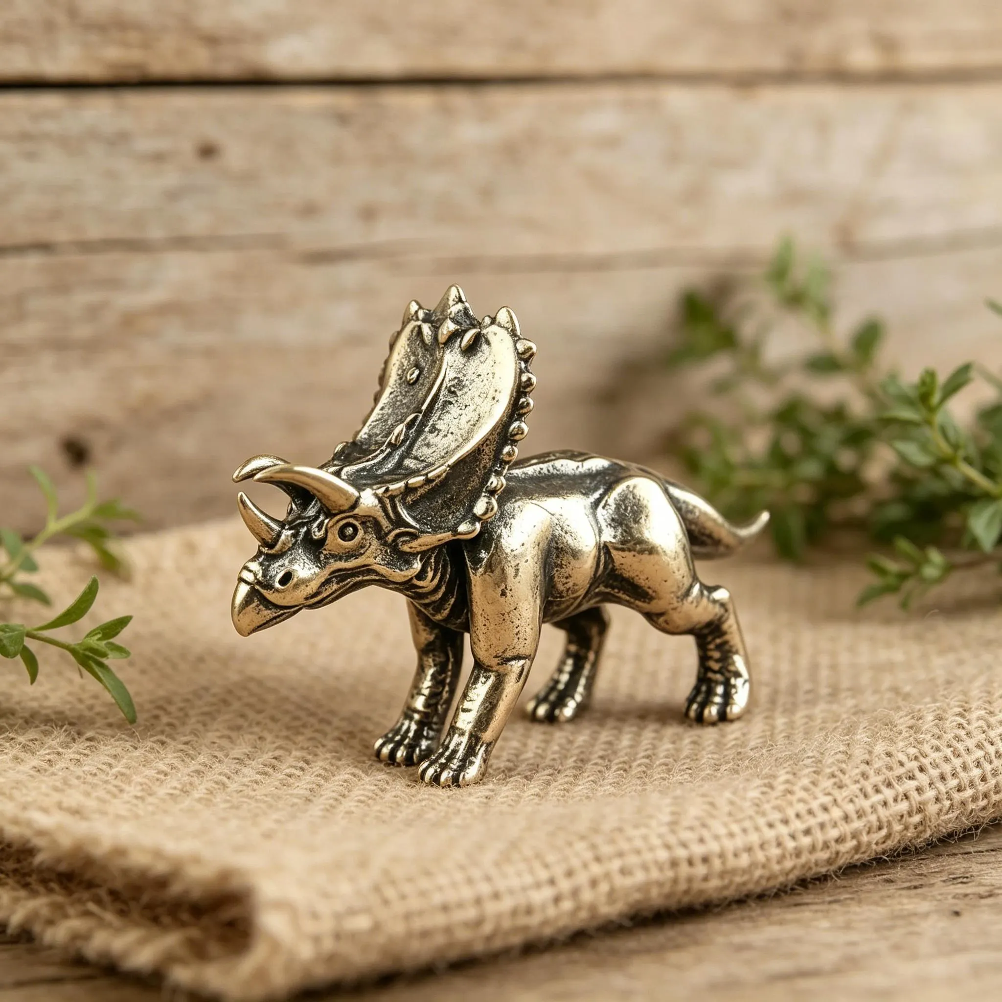 Vintage Brass Triceratops Figurine — Copper figurine image 7