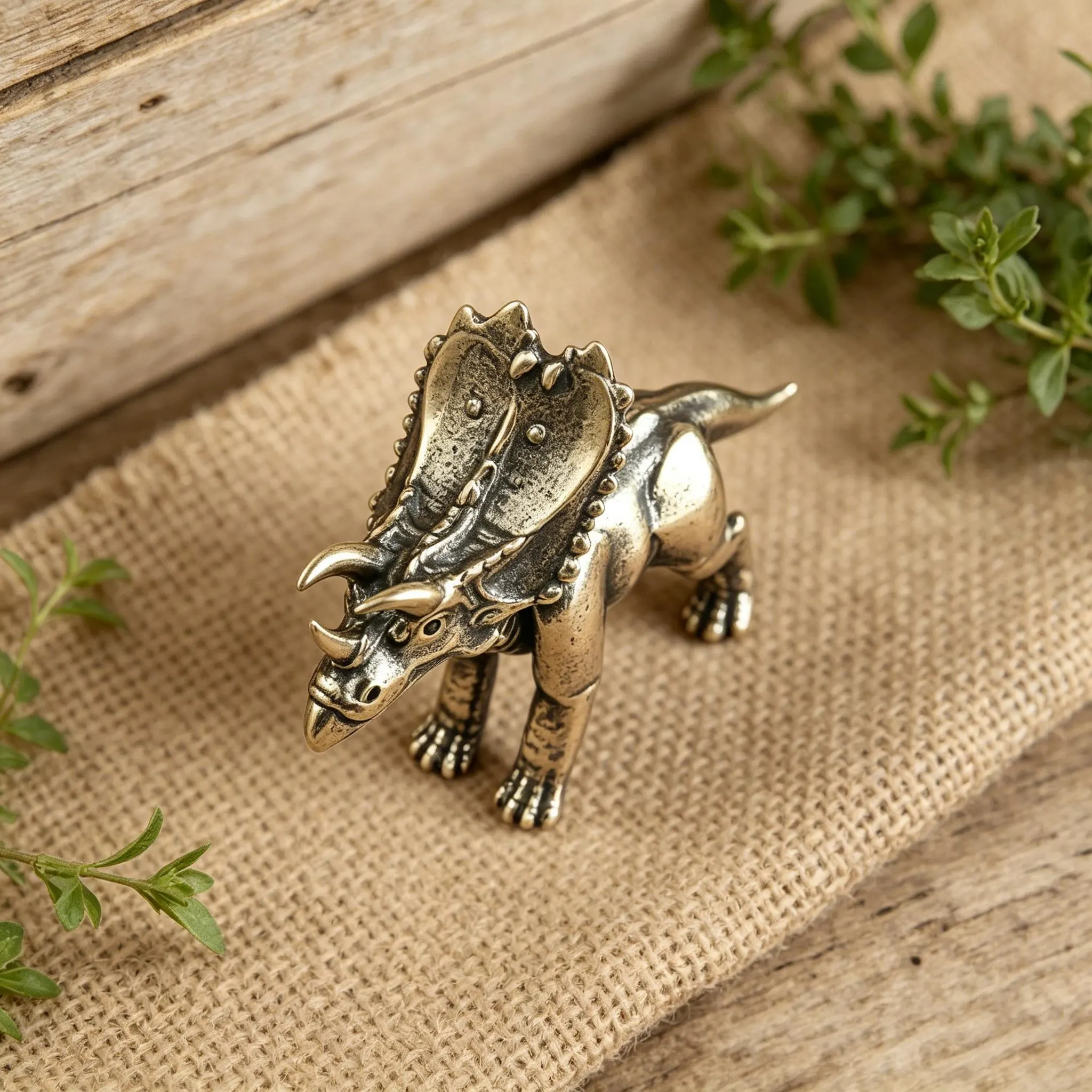 Vintage Brass Triceratops Figurine — Copper figurine image 8