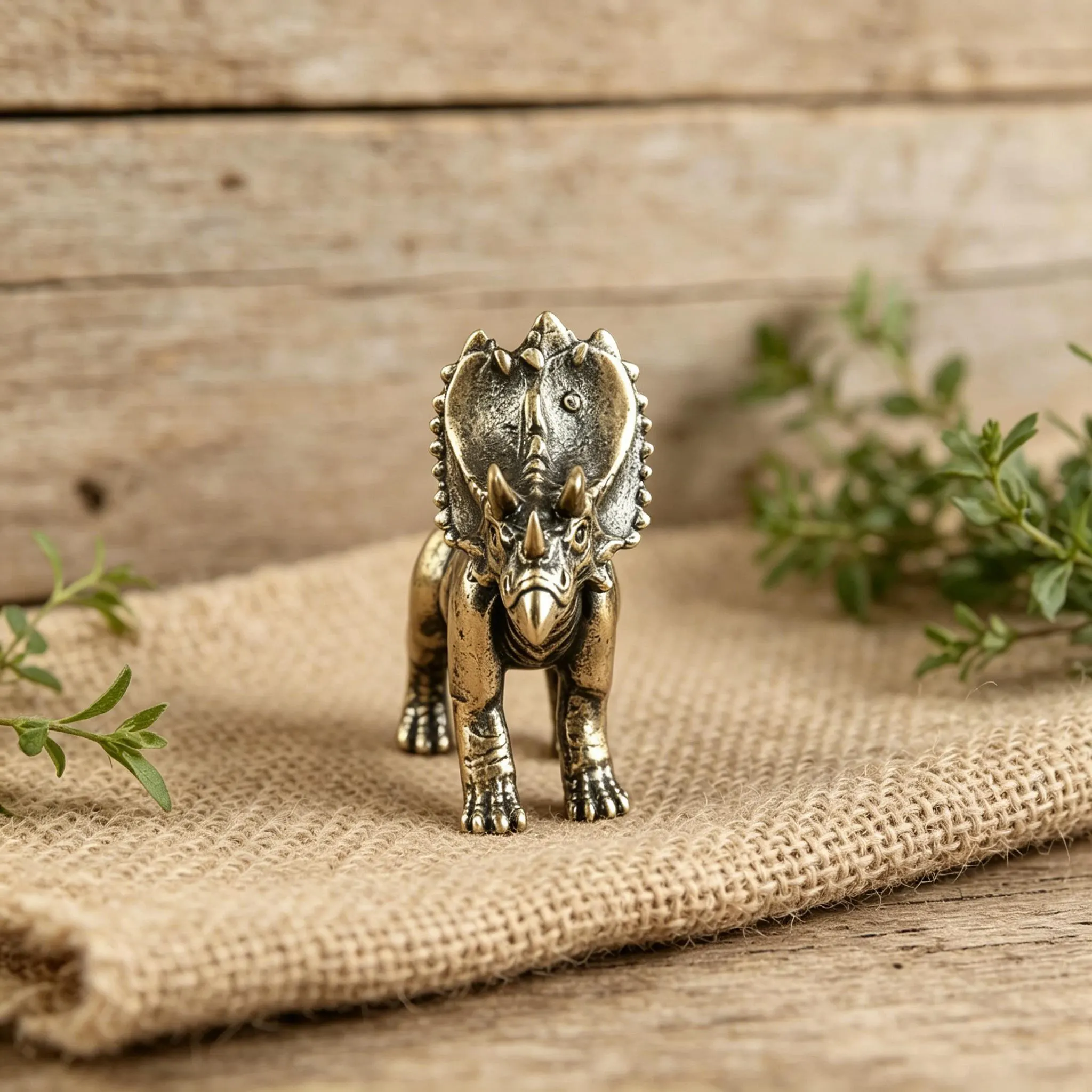 Vintage Brass Triceratops Figurine — Copper figurine image 9