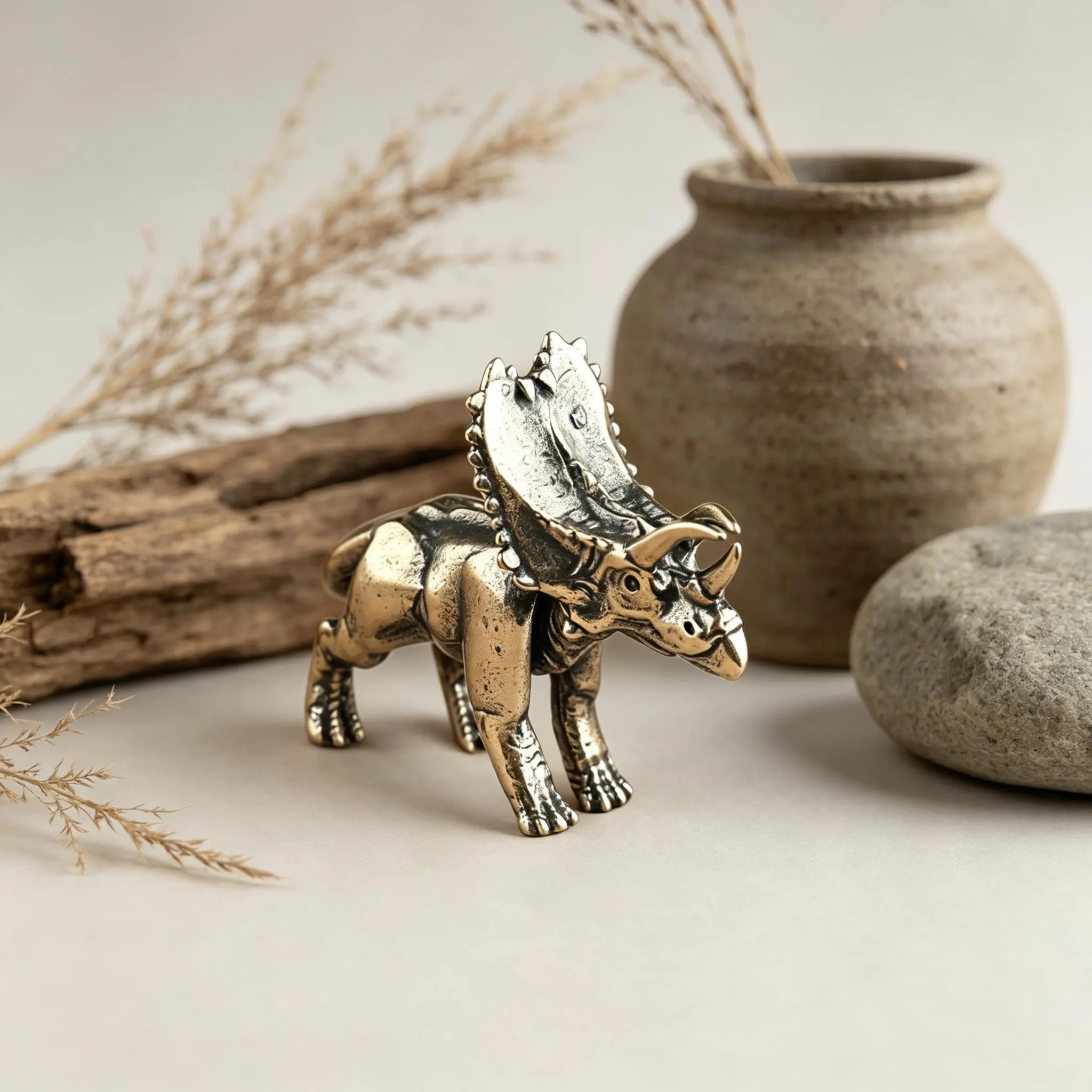 Vintage Brass Triceratops Figurine — Copper figurine image 10